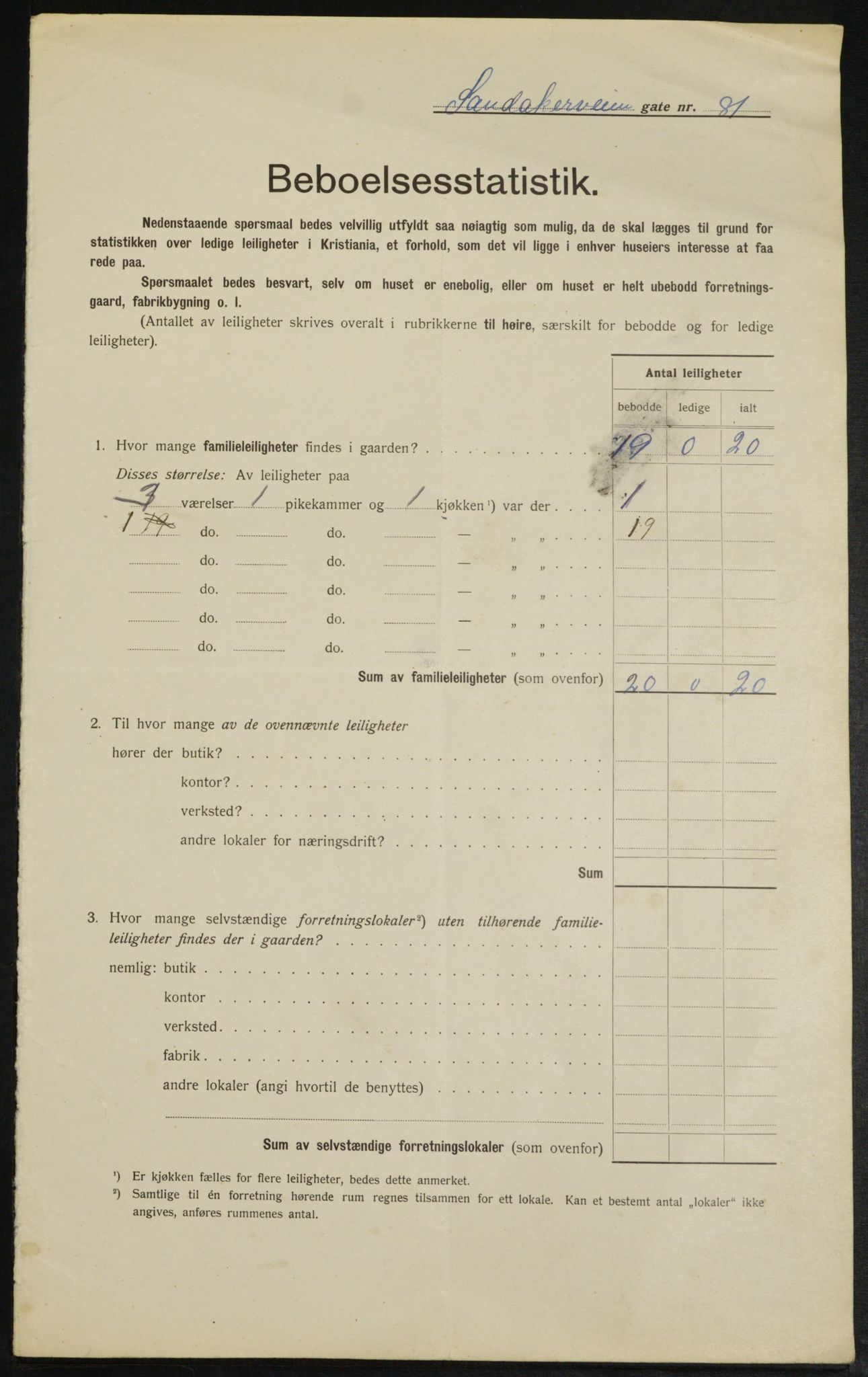 OBA, Kommunal folketelling 1.2.1913 for Kristiania, 1913, s. 87400