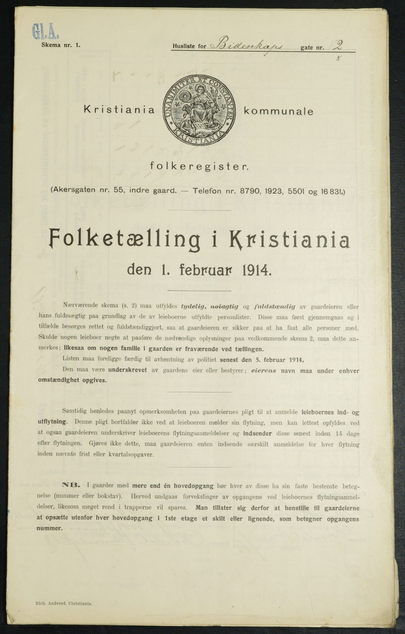 OBA, Kommunal folketelling 1.2.1914 for Kristiania, 1914, s. 4729