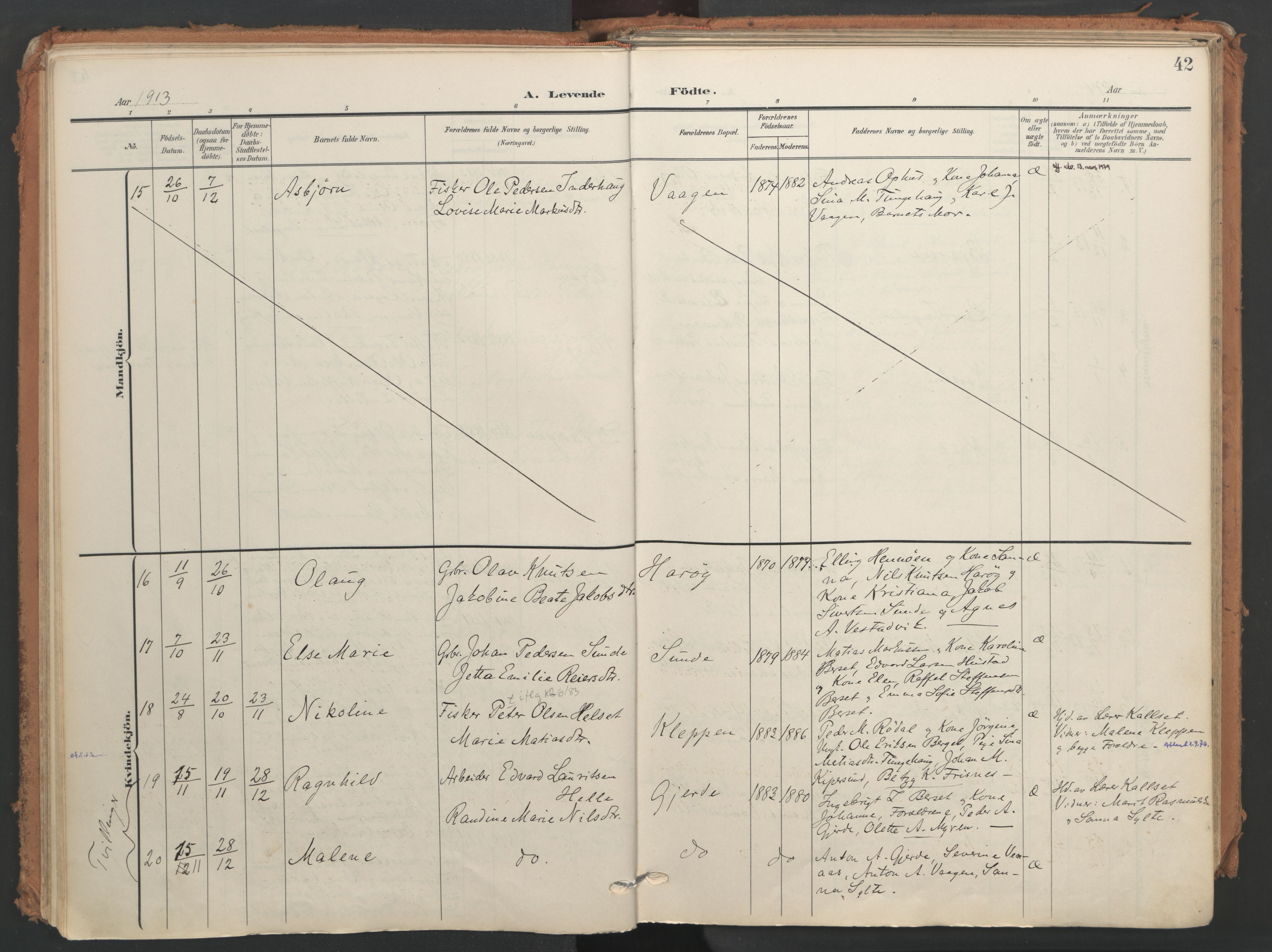 Ministerialprotokoller, klokkerbøker og fødselsregistre - Møre og Romsdal, AV/SAT-A-1454/566/L0771: Ministerialbok nr. 566A10, 1904-1929, s. 42