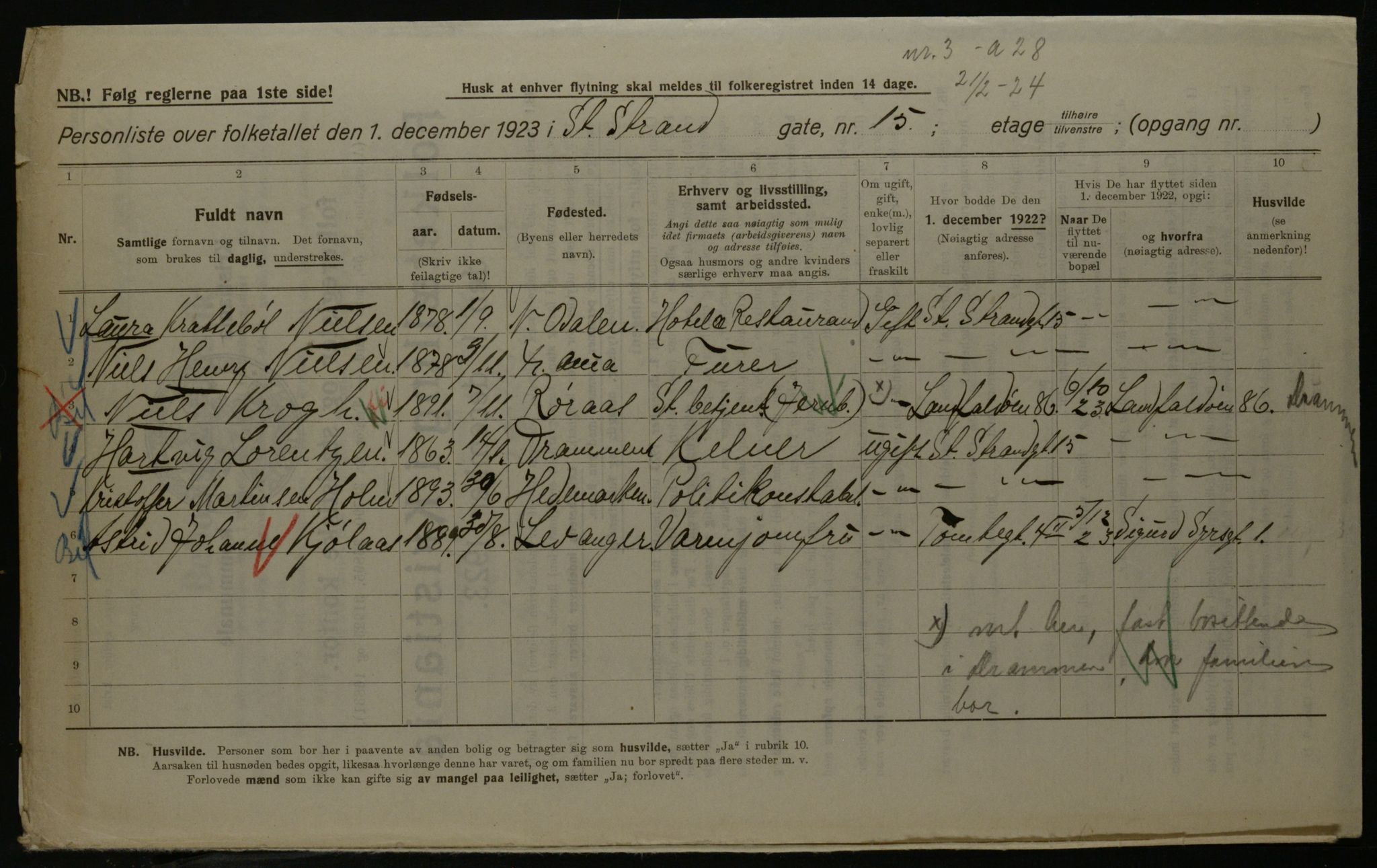 OBA, Kommunal folketelling 1.12.1923 for Kristiania, 1923, s. 29977