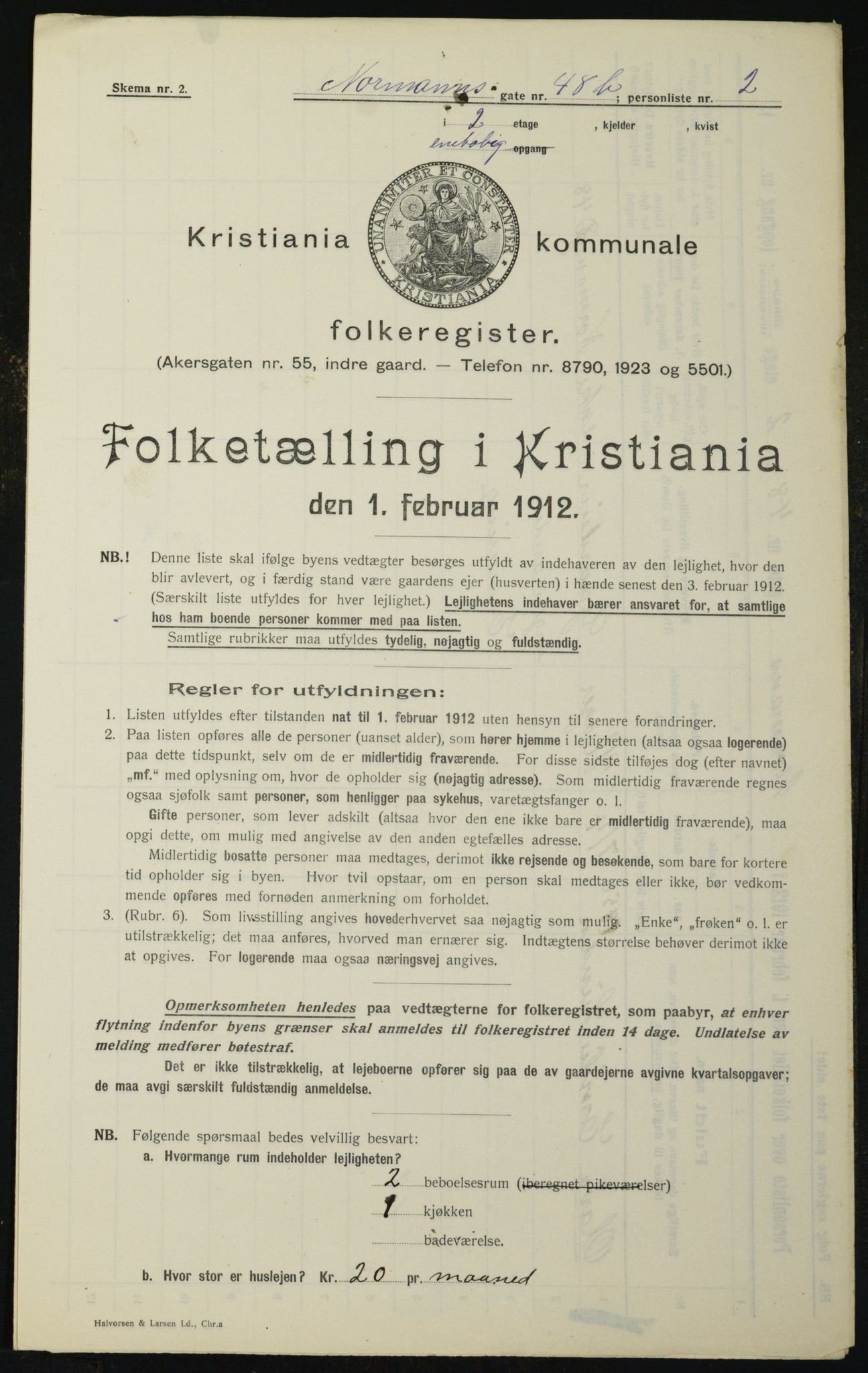 OBA, Kommunal folketelling 1.2.1912 for Kristiania, 1912, s. 74584