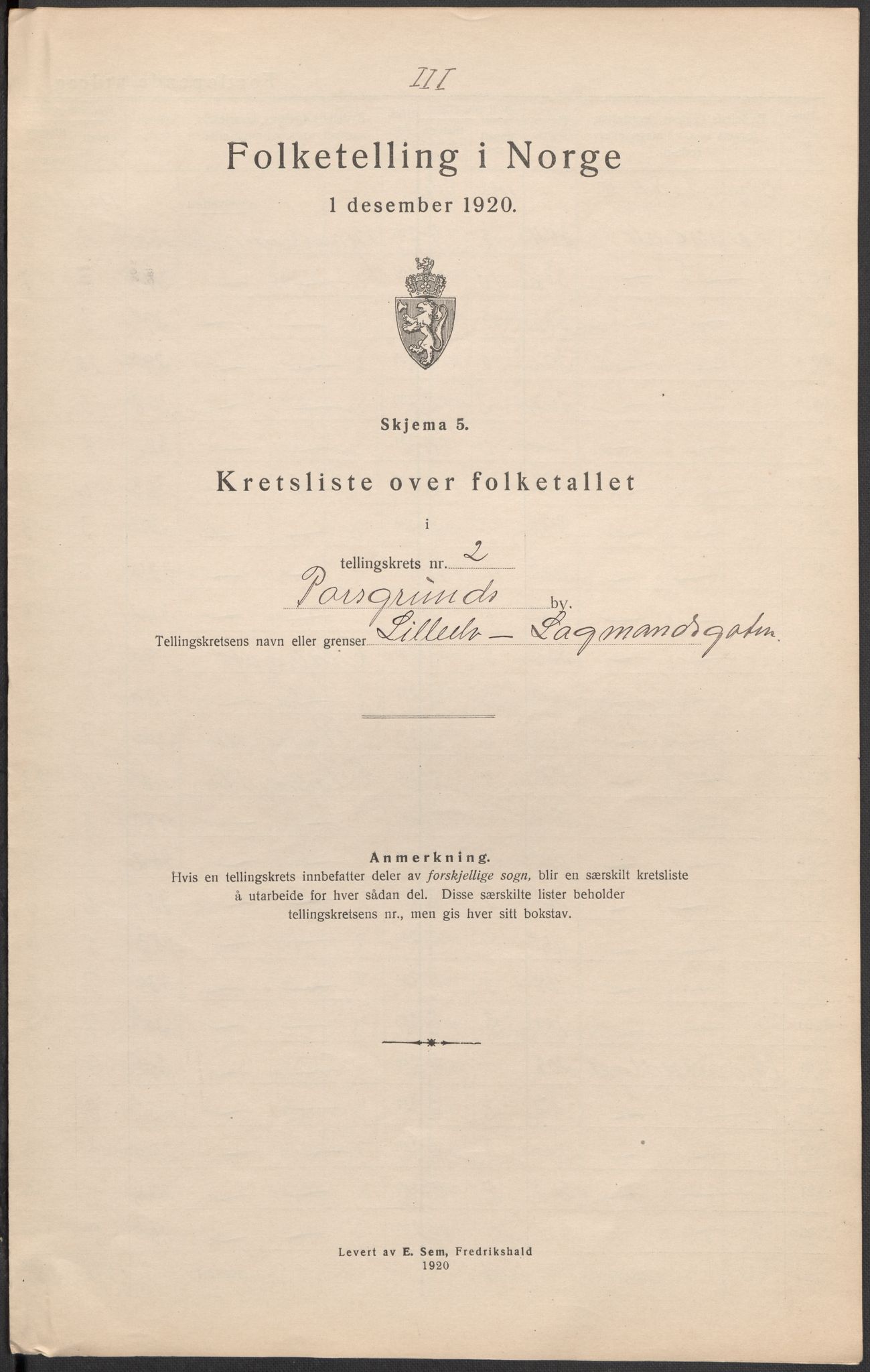 SAKO, Folketelling 1920 for 0805 Porsgrunn kjøpstad, 1920, s. 19