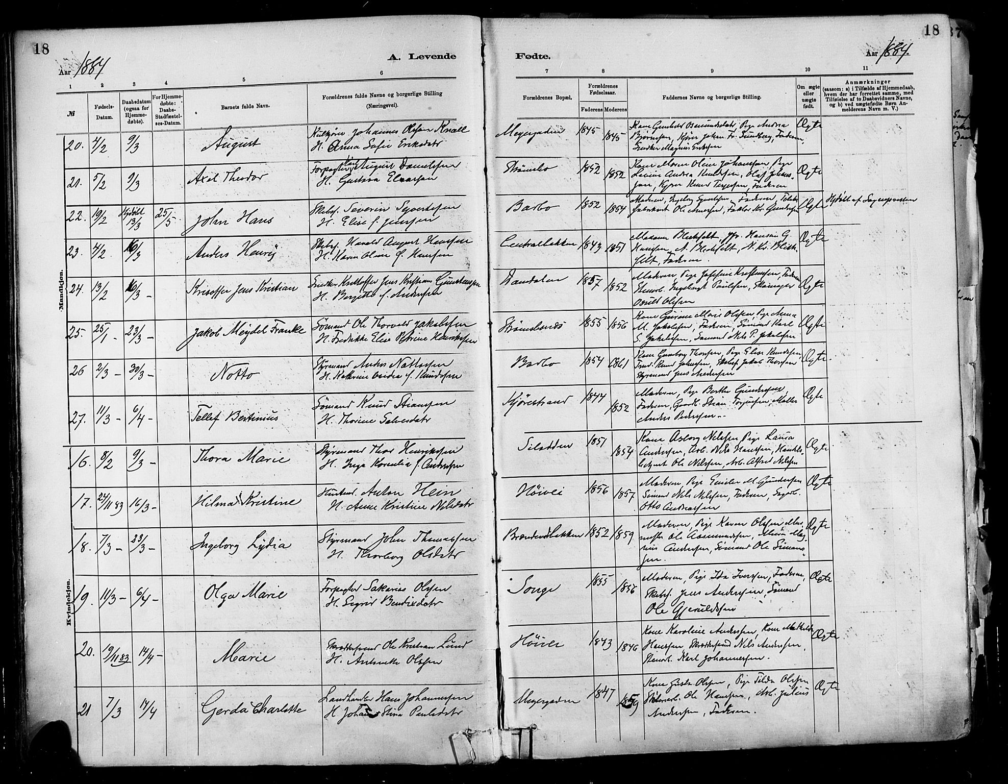 Barbu sokneprestkontor, AV/SAK-1111-0003/F/Fa/L0002: Ministerialbok nr. A 2, 1883-1898, s. 18