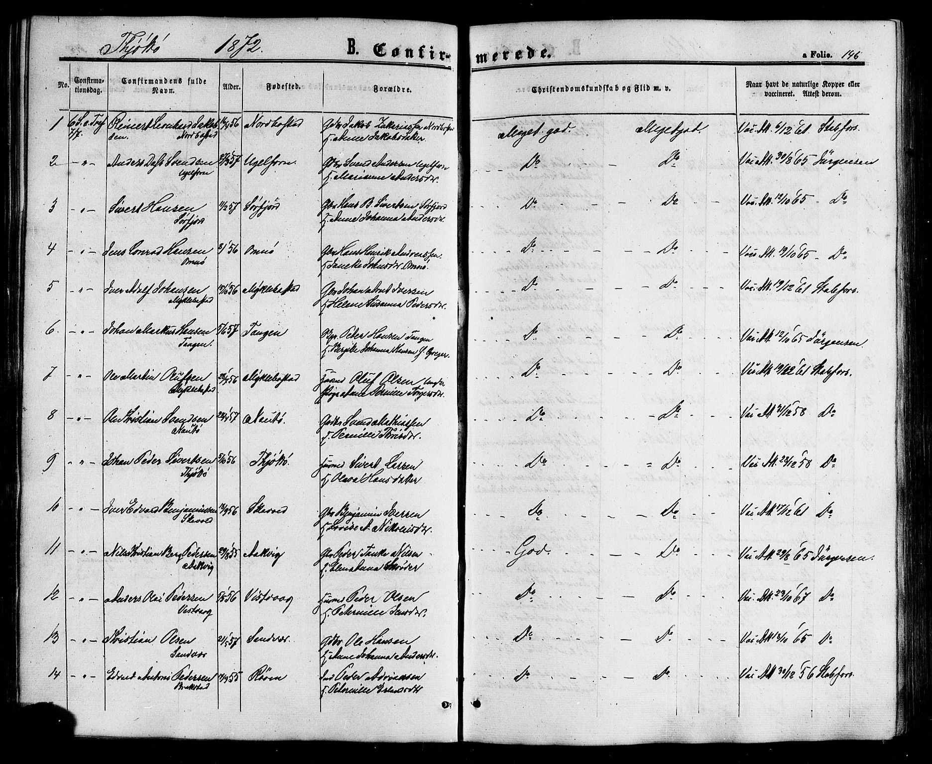 Ministerialprotokoller, klokkerbøker og fødselsregistre - Nordland, AV/SAT-A-1459/817/L0262: Ministerialbok nr. 817A03/ 1, 1862-1877, s. 146