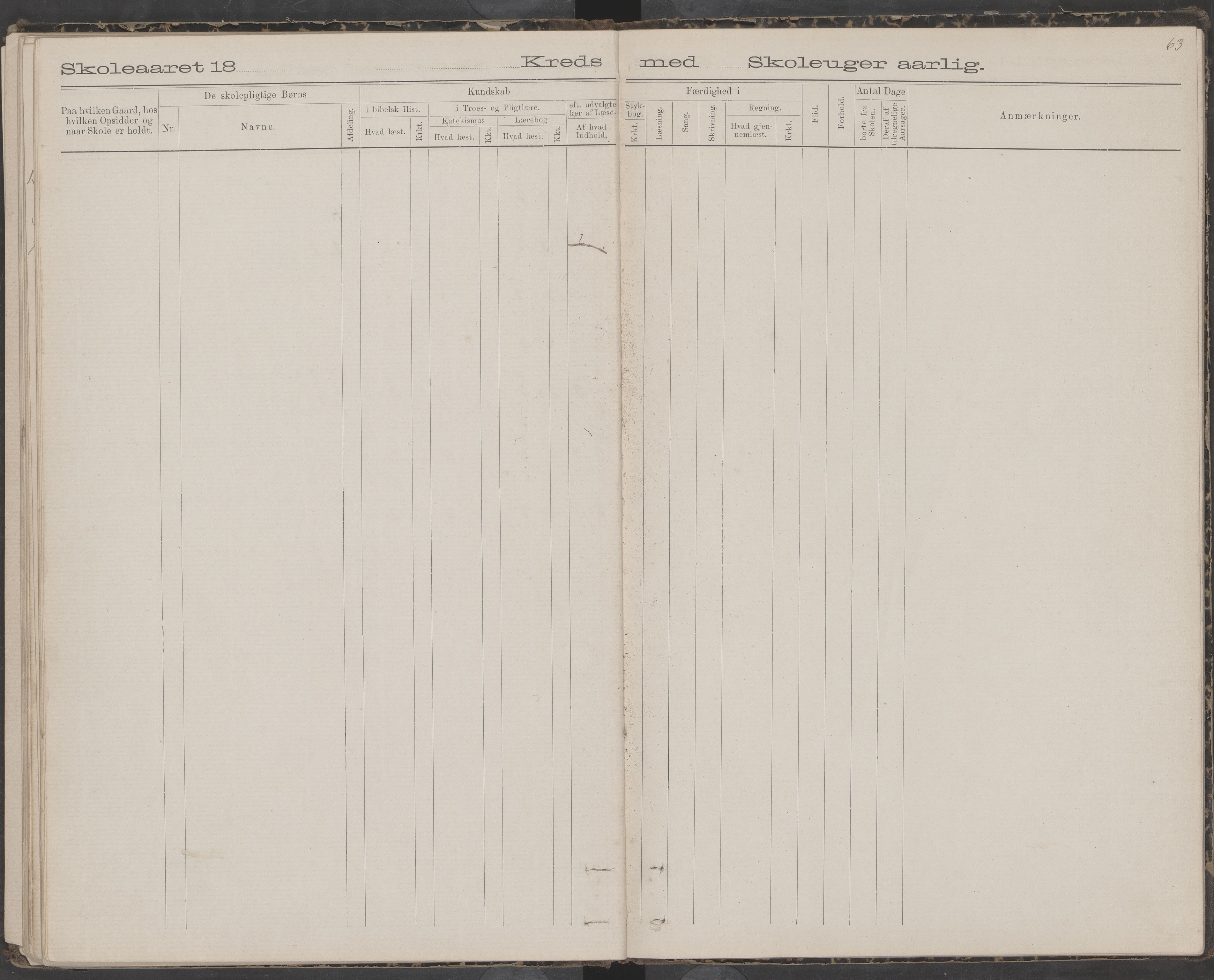 Dønna kommune. Snekkevik skolekrets, AIN/K-18270.510.07/442/L0002: Skoleprotokoll, 1888-1893