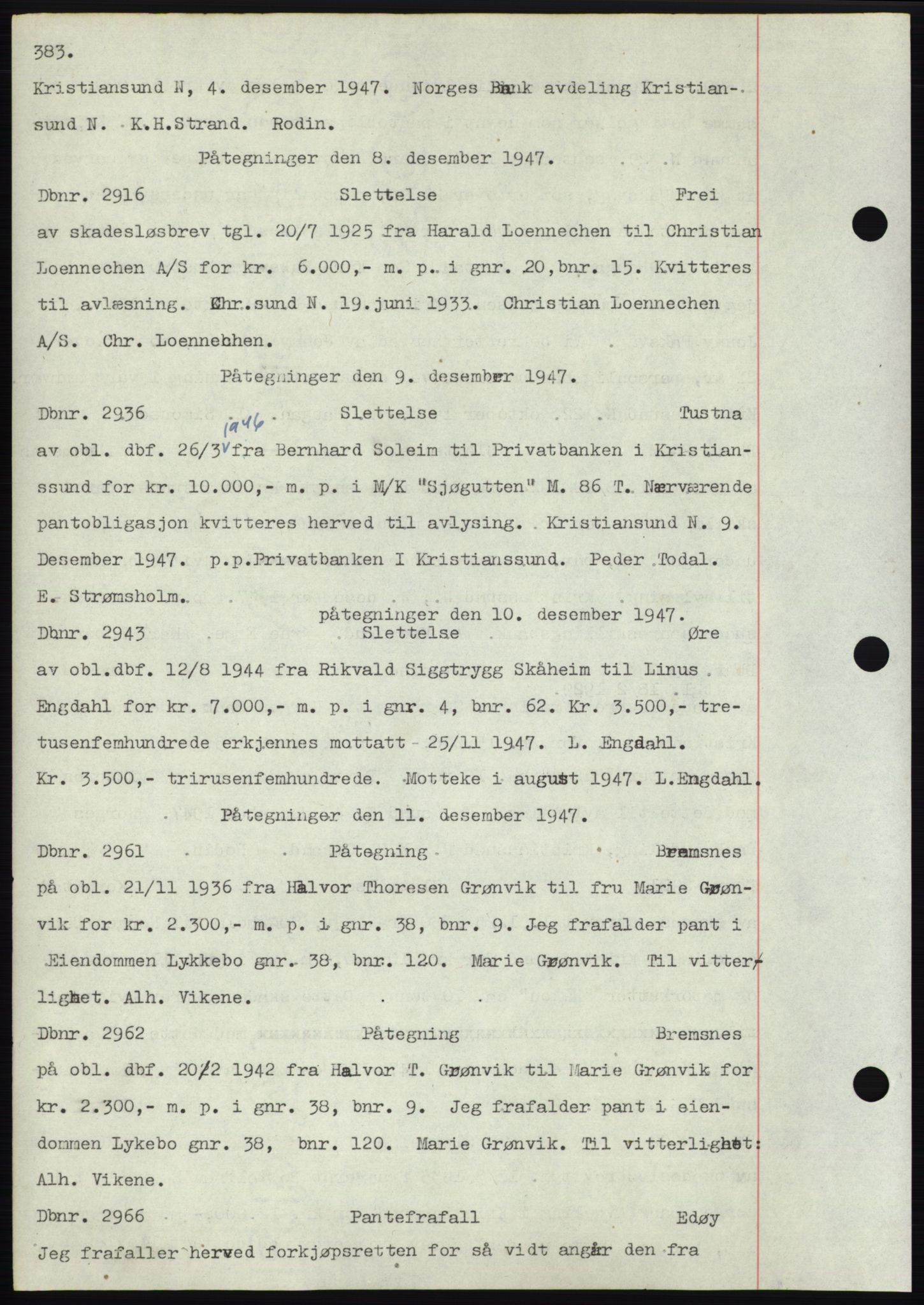 Nordmøre sorenskriveri, SAT/A-4132/1/2/2Ca: Pantebok nr. C82b, 1946-1951, Dagboknr: 2916/1947