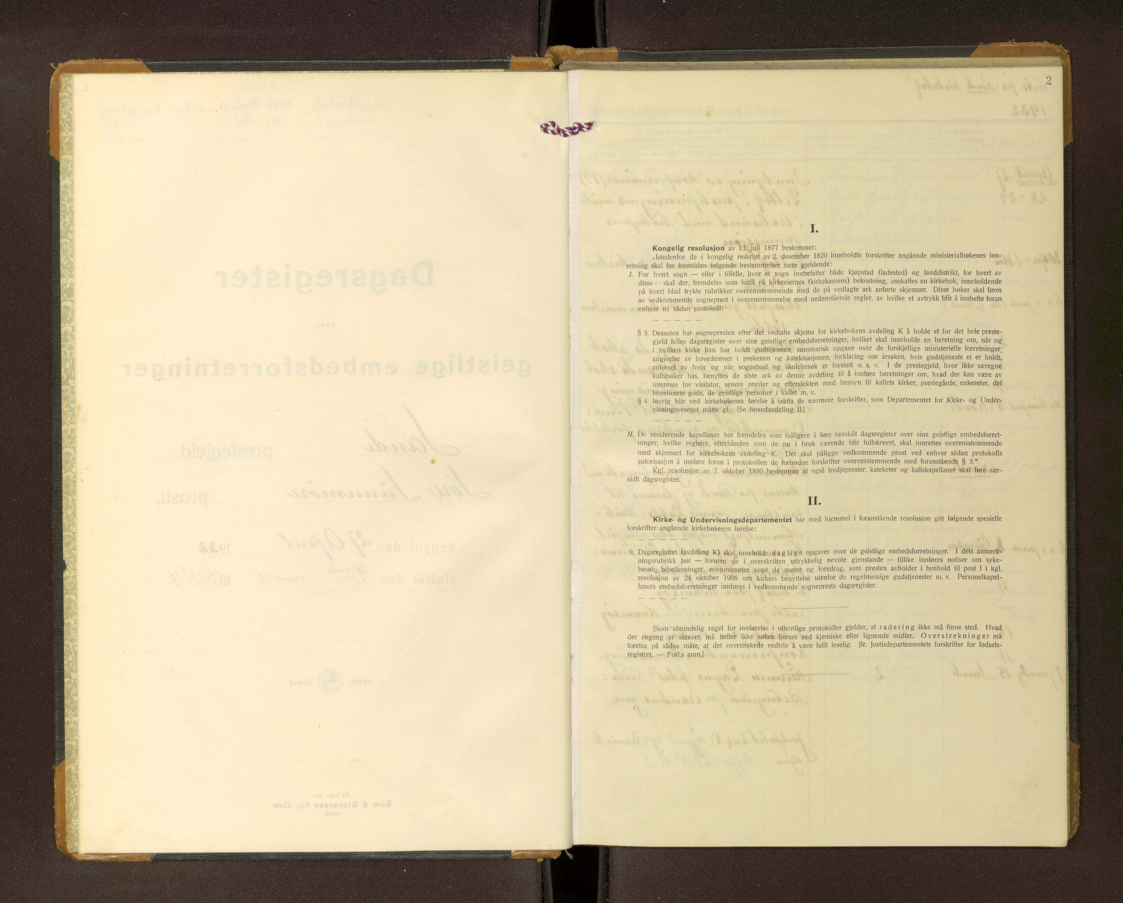 Ministerialprotokoller, klokkerbøker og fødselsregistre - Møre og Romsdal, AV/SAT-A-1454/503/L0040: Dagsregister nr. 503---, 1932-1947, s. 2