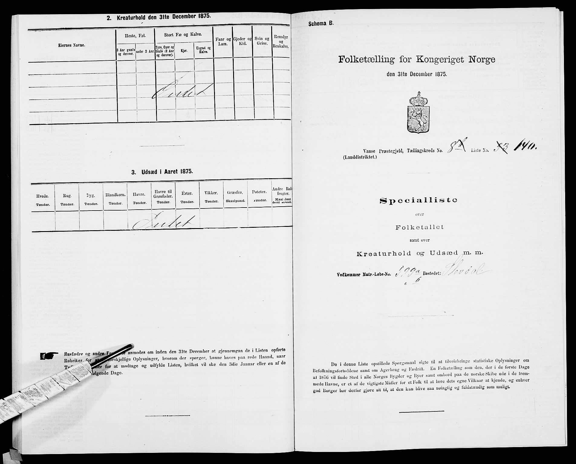 SAK, Folketelling 1875 for 1041L Vanse prestegjeld, Vanse sokn og Farsund landsokn, 1875, s. 1763