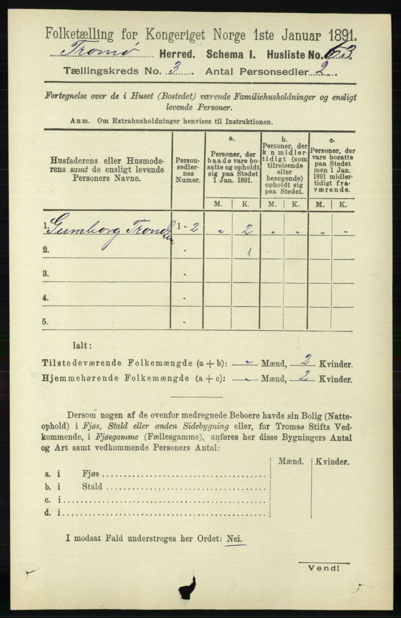 RA, Folketelling 1891 for 0921 Tromøy herred, 1891, s. 953