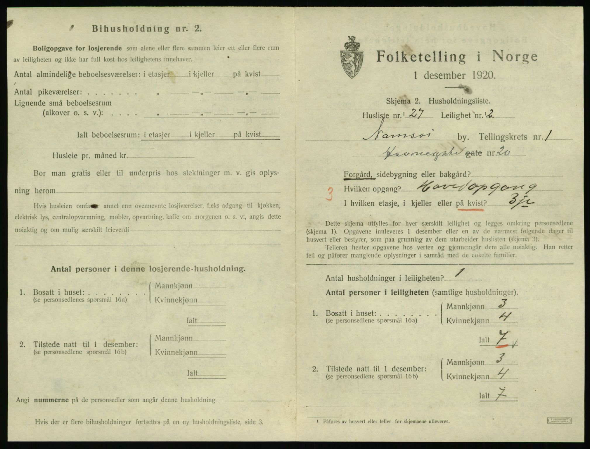 SAT, Folketelling 1920 for 1703 Namsos ladested, 1920, s. 857