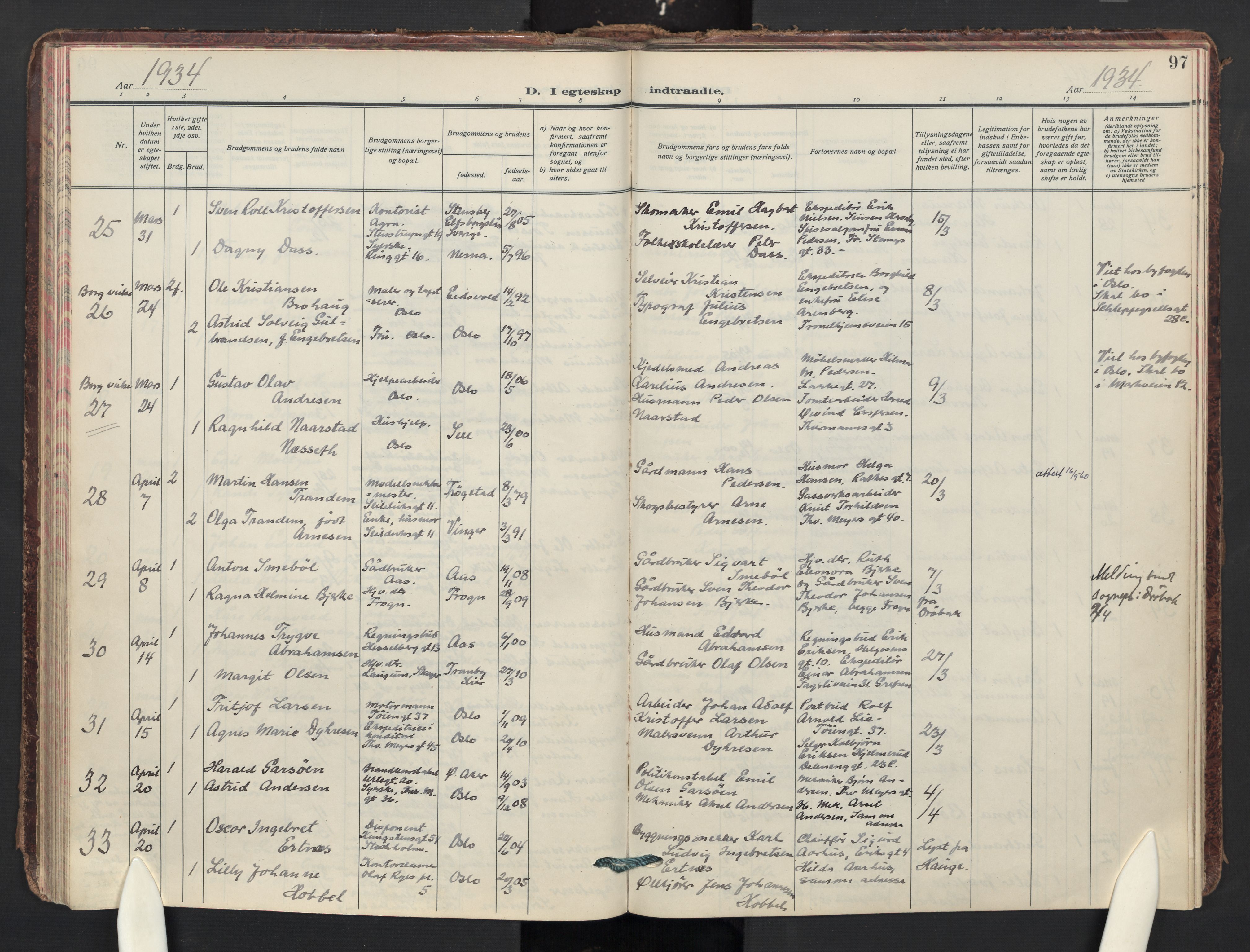 Paulus prestekontor Kirkebøker, AV/SAO-A-10871/F/Fa/L0028: Ministerialbok nr. 28, 1929-1938, s. 97