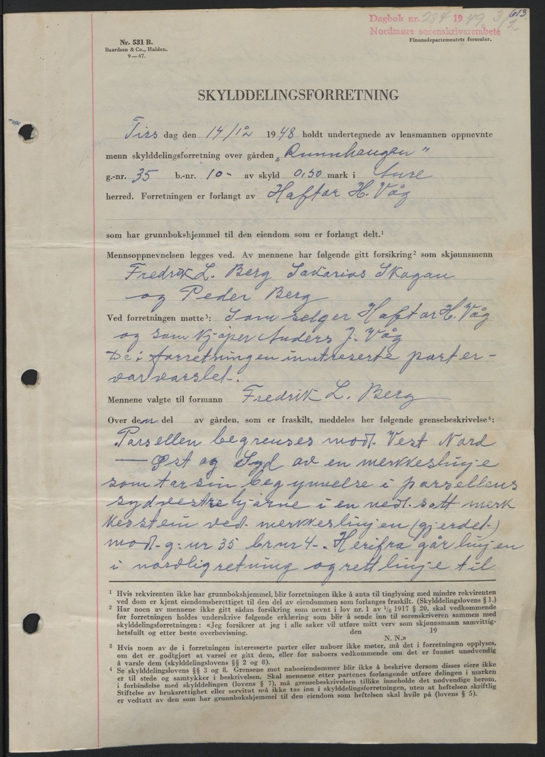 Nordmøre sorenskriveri, SAT/A-4132/1/2/2Ca: Pantebok nr. A110, 1948-1949, Dagboknr: 284/1949