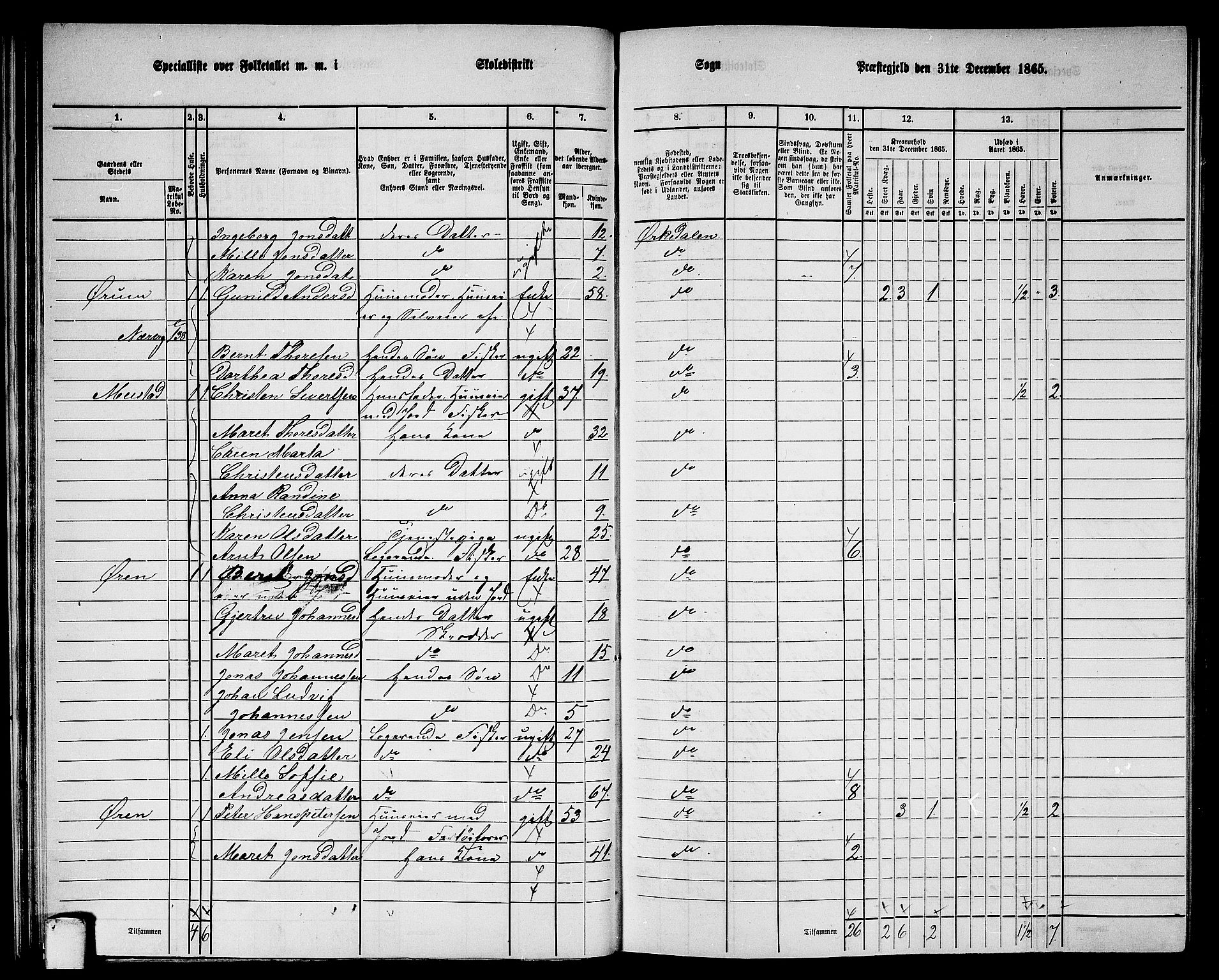 RA, Folketelling 1865 for 1638P Orkdal prestegjeld, 1865, s. 43
