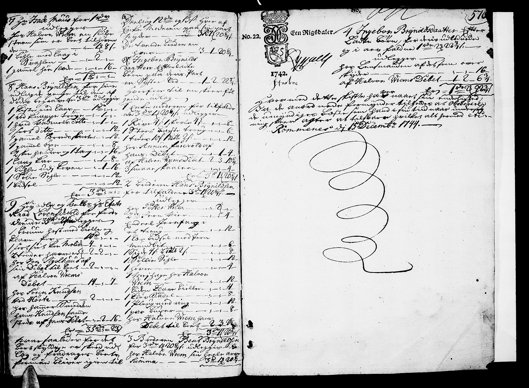 Nedre Telemark sorenskriveri, AV/SAKO-A-135/H/Hb/Hba/L0012: Skifteprotokoll, 1740-1745, s. 575b-576a