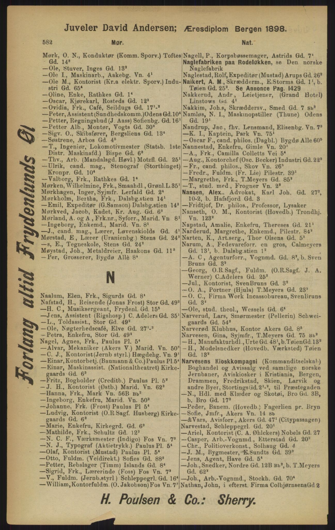 Kristiania/Oslo adressebok, PUBL/-, 1902, s. 582