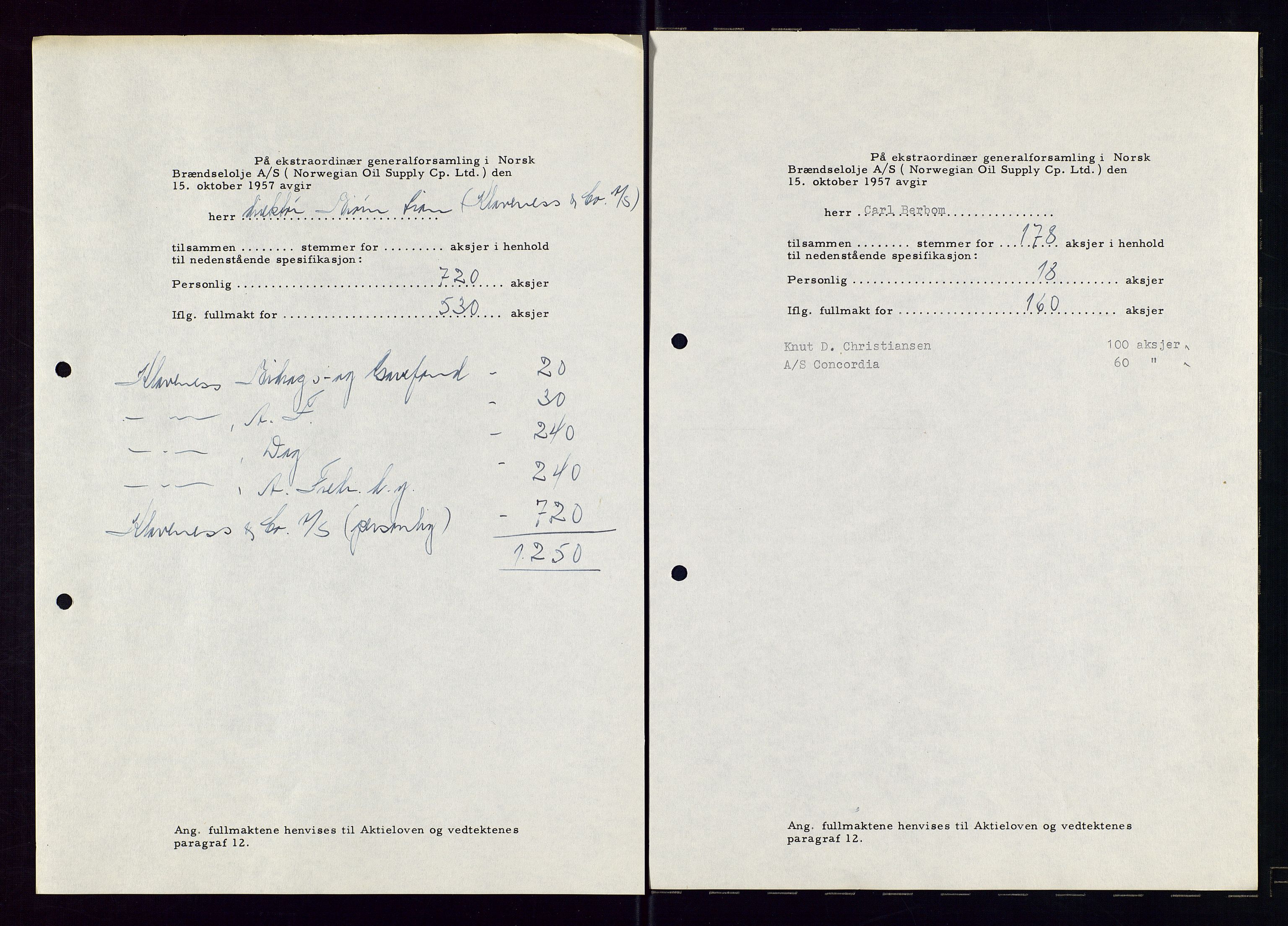 PA 1544 - Norsk Brændselolje A/S, AV/SAST-A-101965/1/A/Aa/L0007/0003: Generalforsamling / Generalforsamling 1956, ekstraordinær generalforsamling 1957, 1956-1957, s. 115