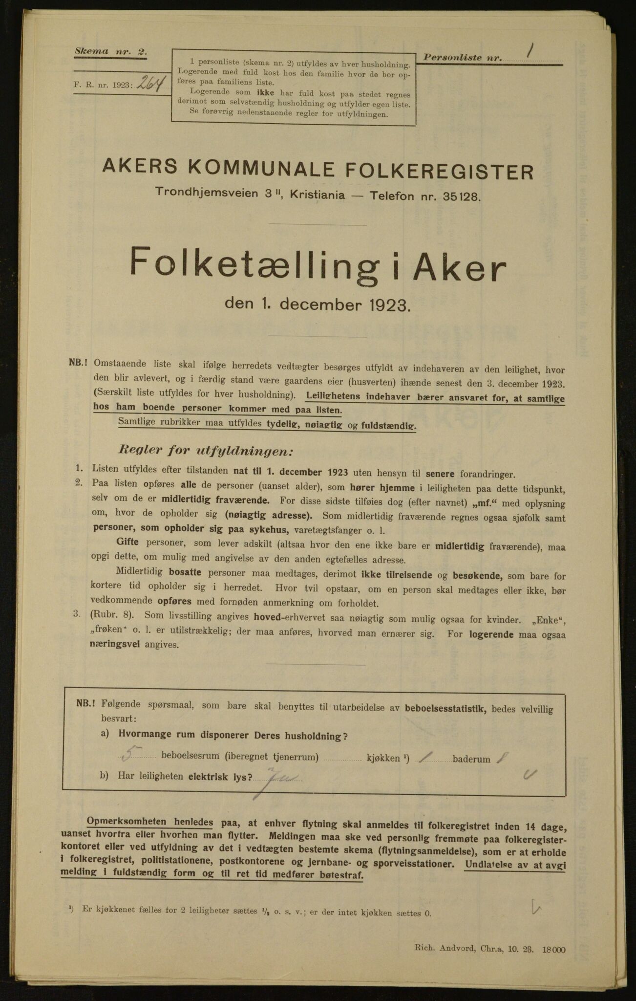 , Kommunal folketelling 1.12.1923 for Aker, 1923, s. 1738