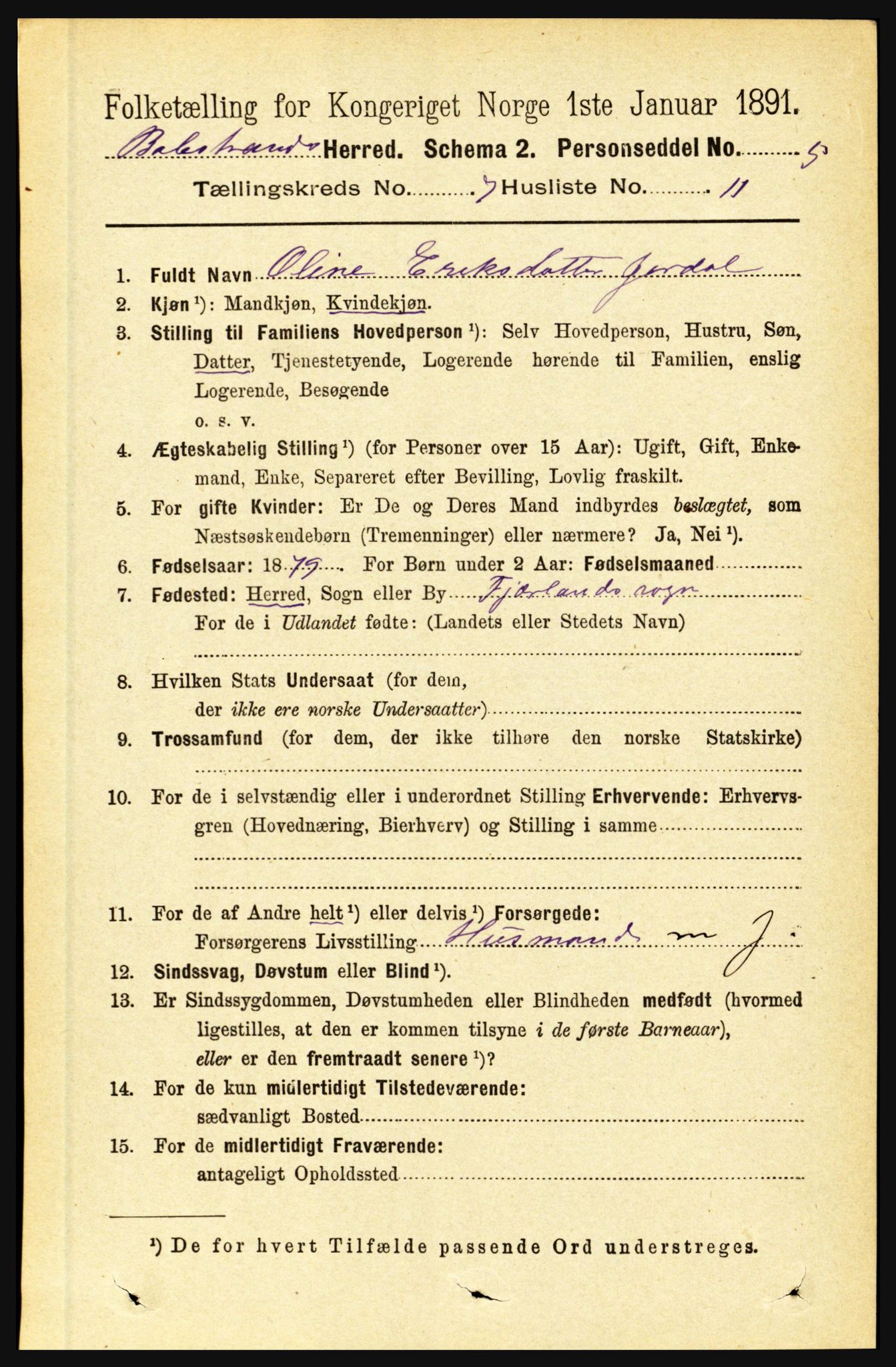 RA, Folketelling 1891 for 1418 Balestrand herred, 1891, s. 1592