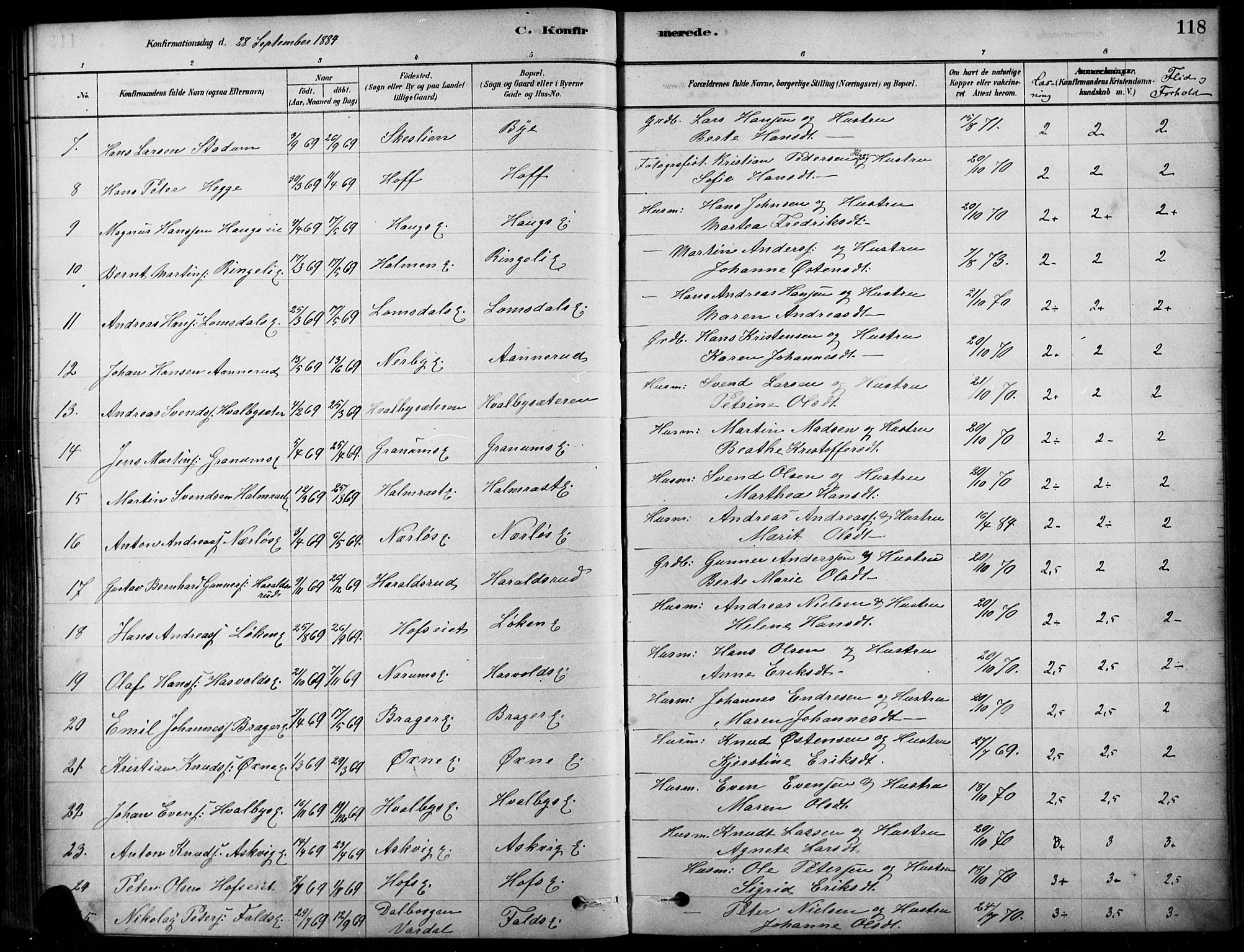 Søndre Land prestekontor, AV/SAH-PREST-122/K/L0003: Ministerialbok nr. 3, 1878-1894, s. 118