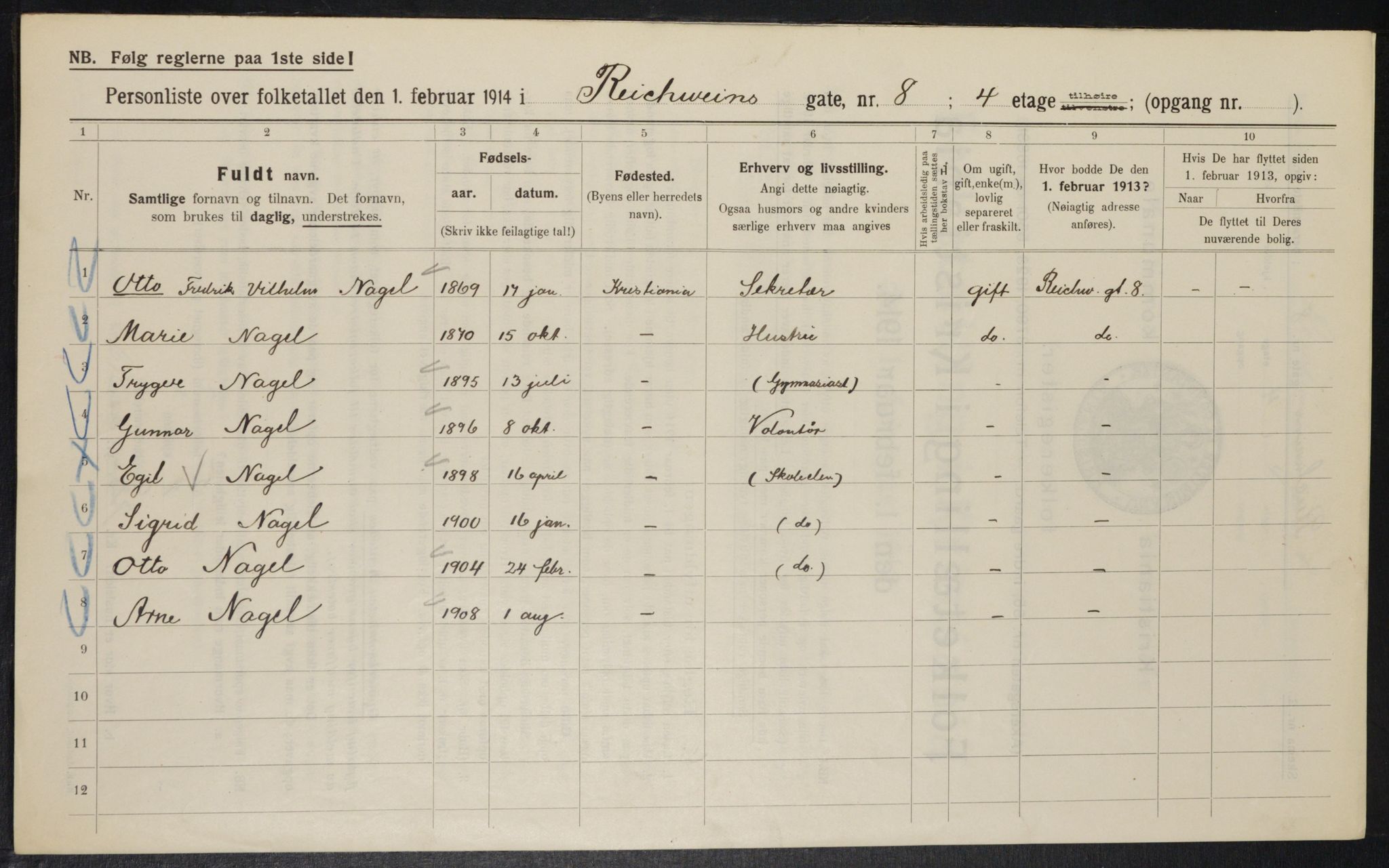 OBA, Kommunal folketelling 1.2.1914 for Kristiania, 1914, s. 82770