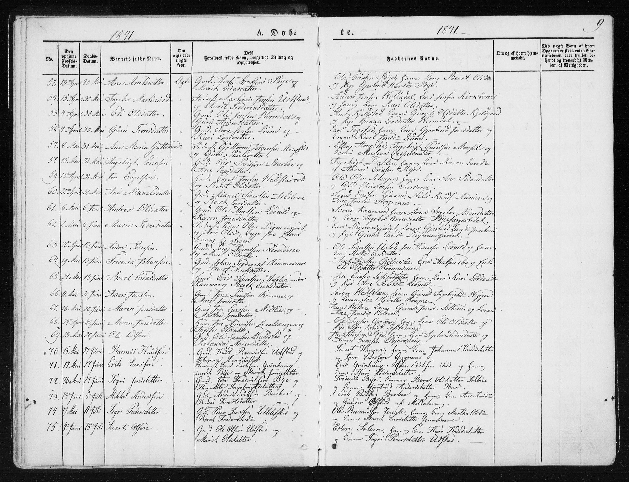 Ministerialprotokoller, klokkerbøker og fødselsregistre - Sør-Trøndelag, SAT/A-1456/668/L0805: Ministerialbok nr. 668A05, 1840-1853, s. 9