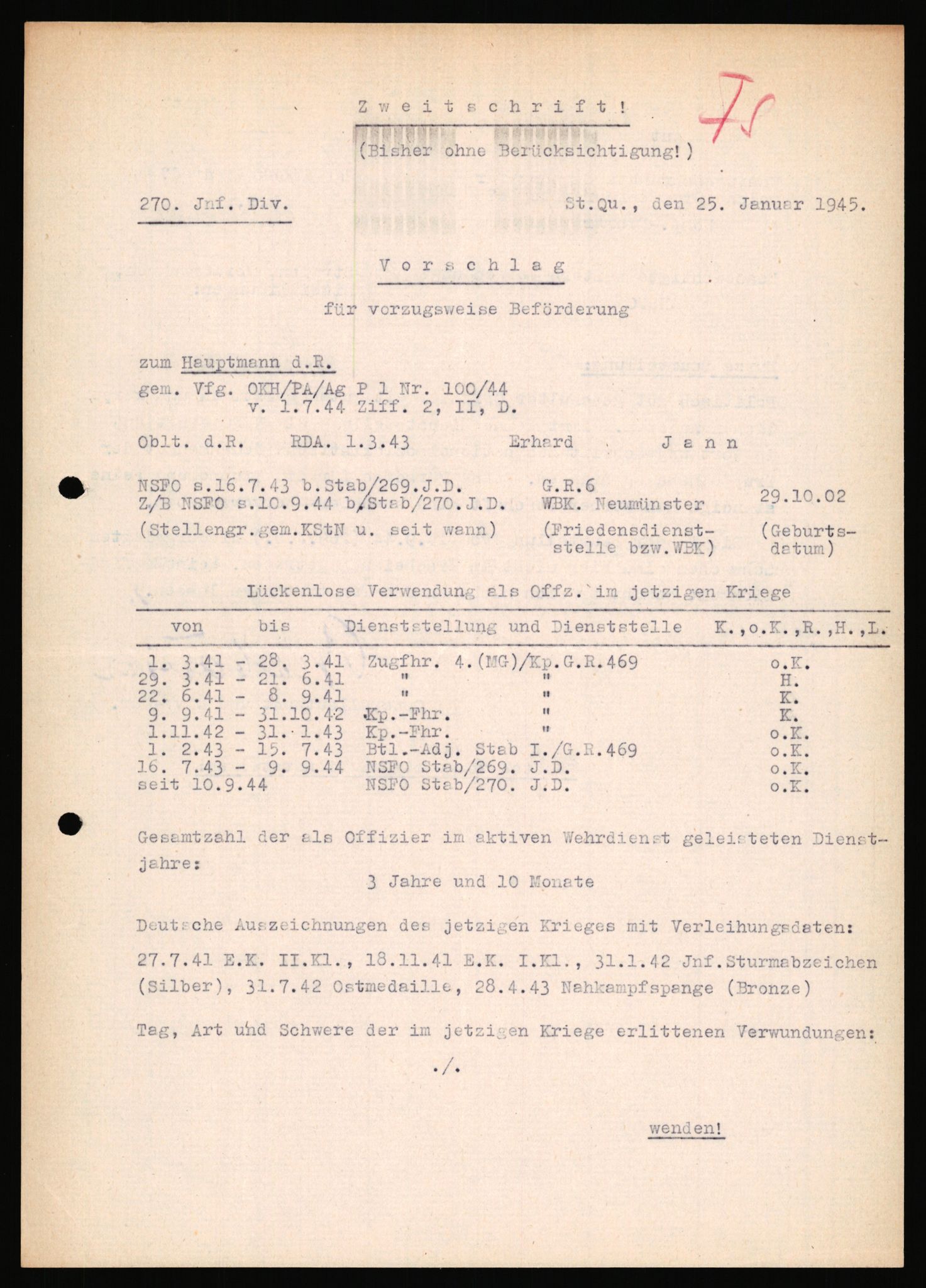 Forsvarets Overkommando. 2 kontor. Arkiv 11.4. Spredte tyske arkivsaker, AV/RA-RAFA-7031/D/Dar/Dara/L0018: Personalbøker, 1940-1945, s. 831