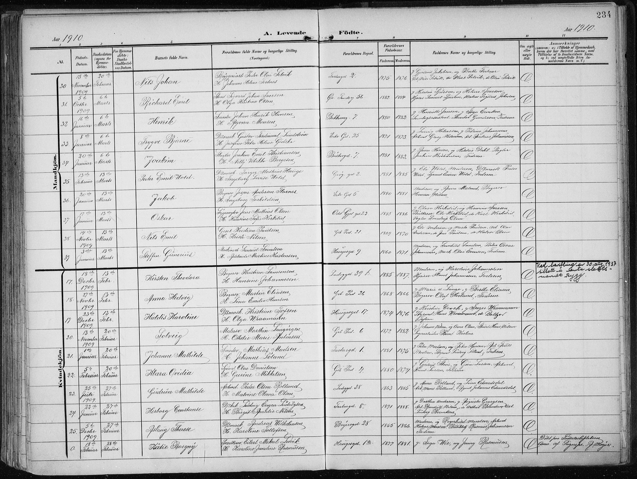 Sandviken Sokneprestembete, AV/SAB-A-77601/H/Ha/L0006: Ministerialbok nr. B 3, 1901-1912, s. 234