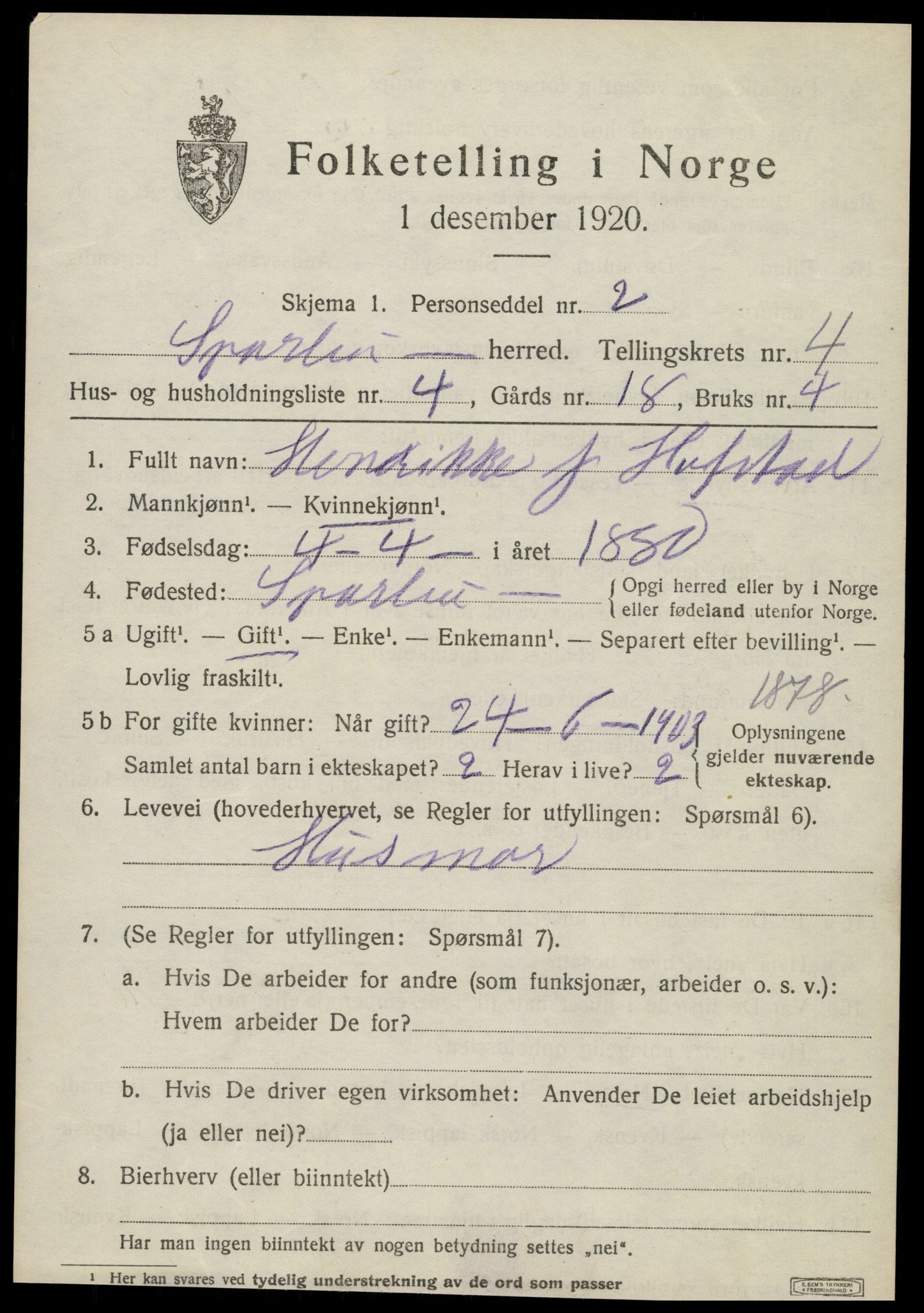 SAT, Folketelling 1920 for 1731 Sparbu herred, 1920, s. 5207