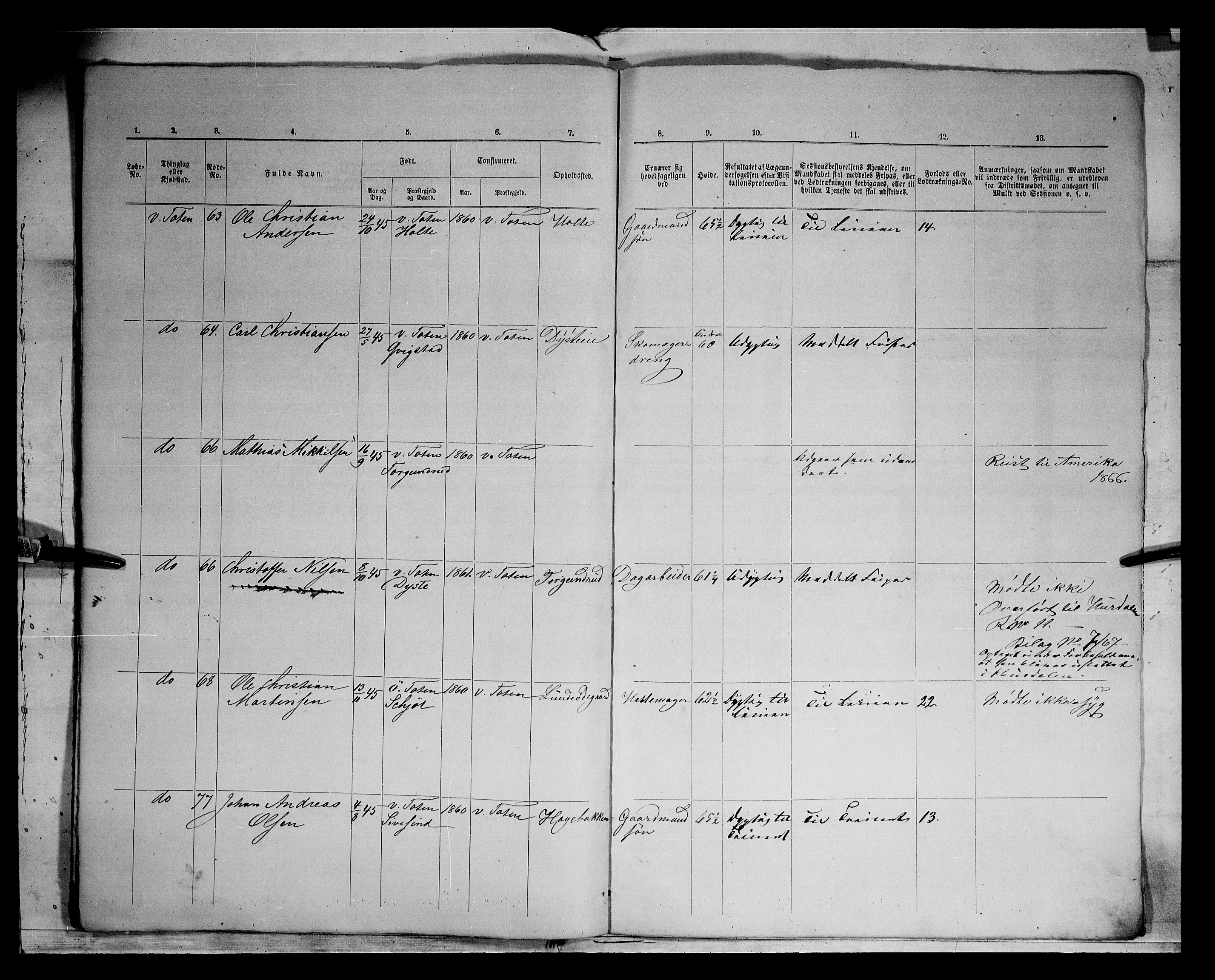 Fylkesmannen i Oppland, AV/SAH-FYO-002/1/K/Kg/L1167: Søndre og Nordre Land, Vestre Toten, 1860-1879, s. 7784