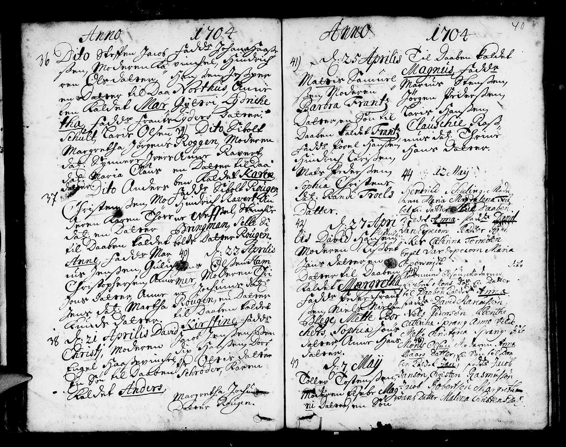 Nykirken Sokneprestembete, AV/SAB-A-77101/H/Haa/L0002: Ministerialbok nr. A 2, 1700-1723, s. 40