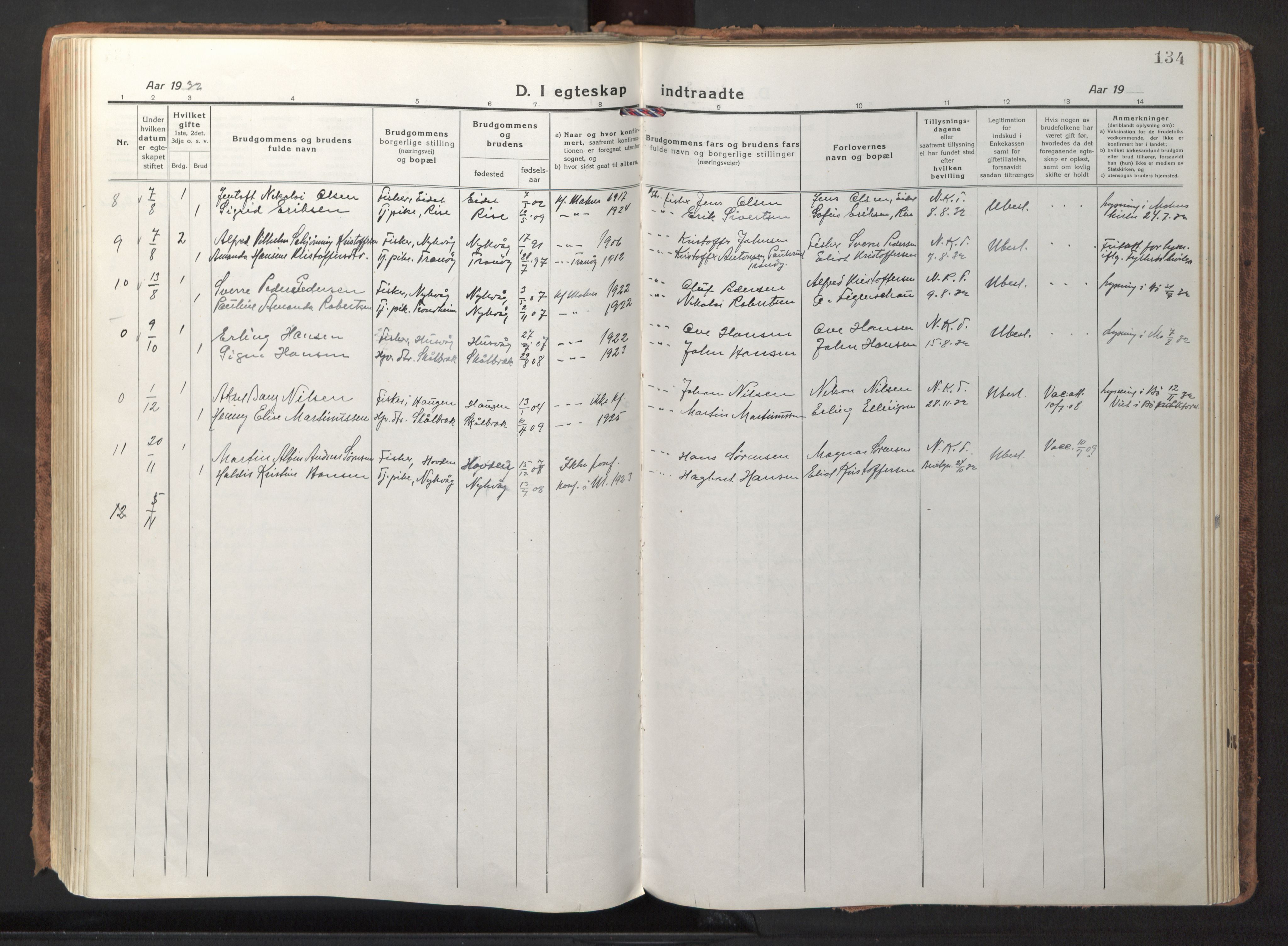 Ministerialprotokoller, klokkerbøker og fødselsregistre - Nordland, AV/SAT-A-1459/892/L1323: Ministerialbok nr. 892A04, 1917-1934, s. 134