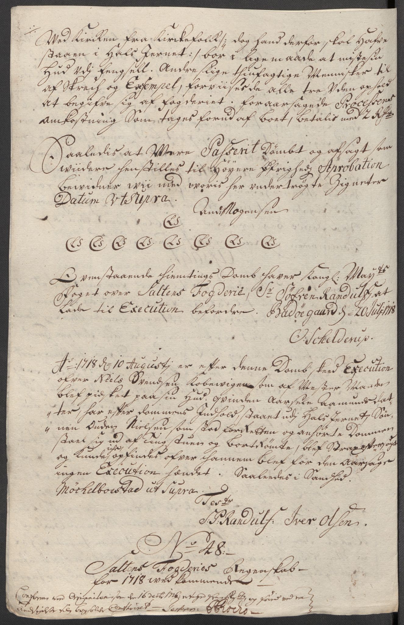 Rentekammeret inntil 1814, Reviderte regnskaper, Fogderegnskap, AV/RA-EA-4092/R66/L4588: Fogderegnskap Salten, 1718, s. 334