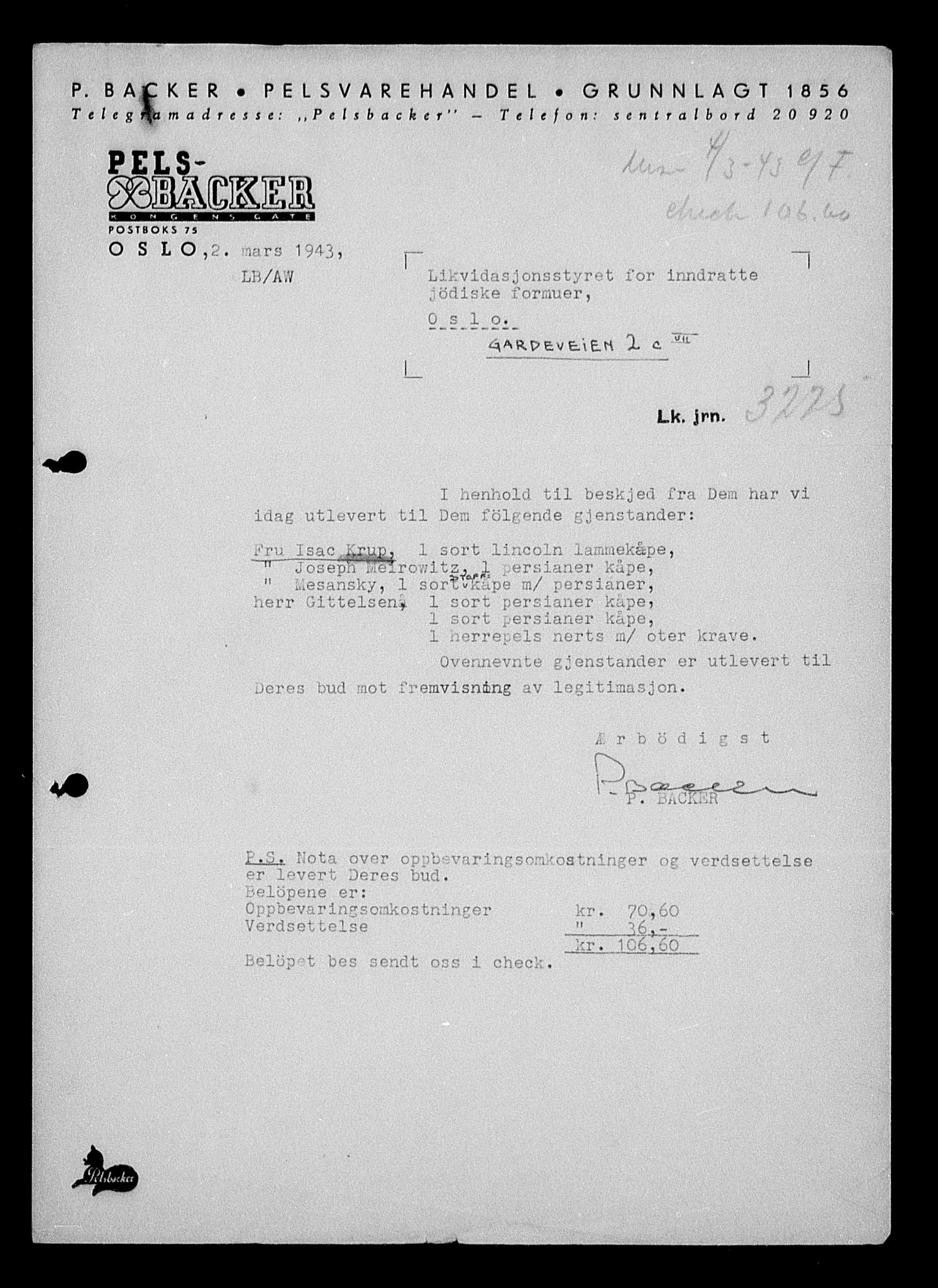 Justisdepartementet, Tilbakeføringskontoret for inndratte formuer, AV/RA-S-1564/H/Hc/Hcc/L0953: --, 1945-1947, s. 462