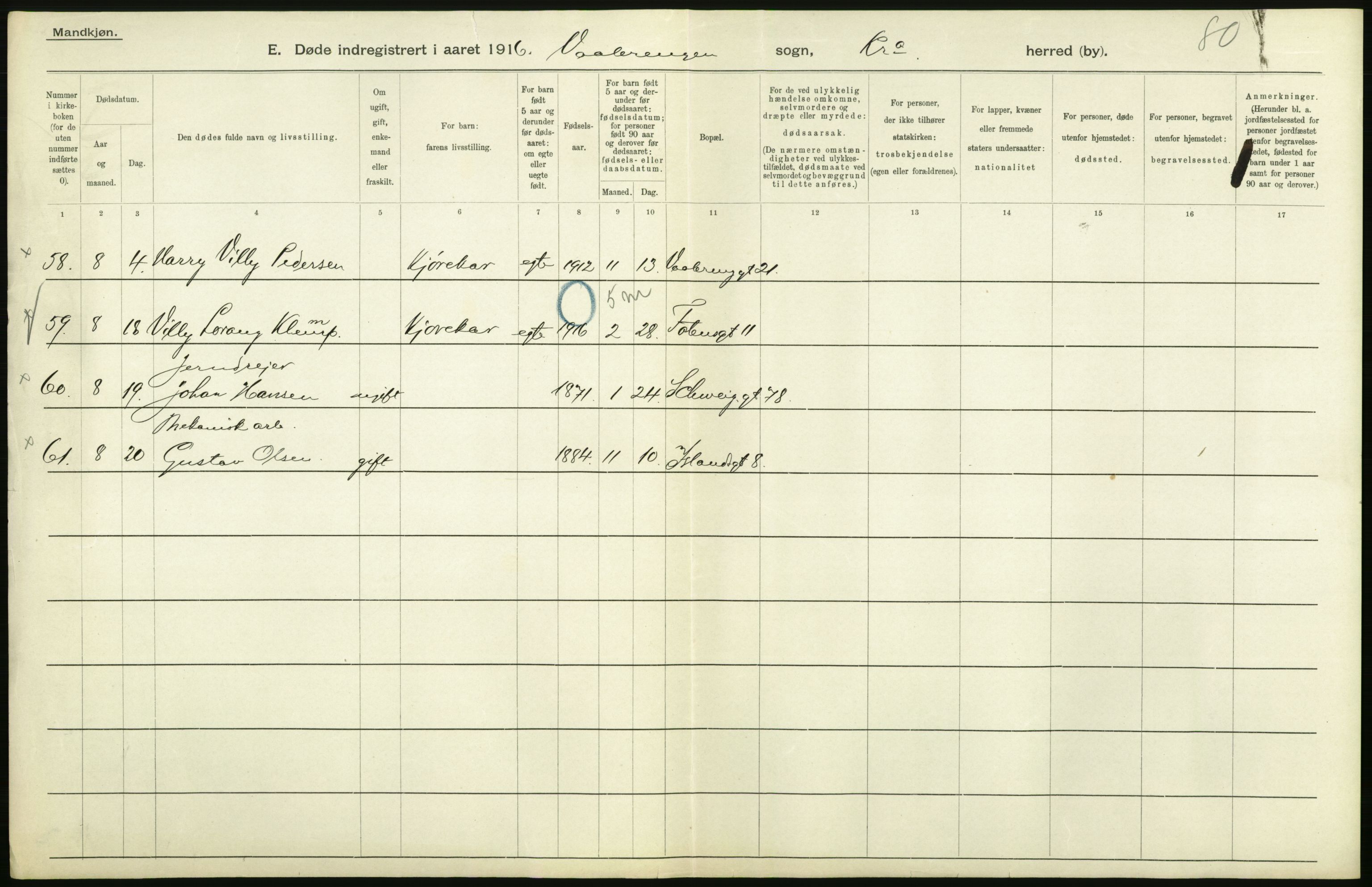 Statistisk sentralbyrå, Sosiodemografiske emner, Befolkning, AV/RA-S-2228/D/Df/Dfb/Dfbf/L0009: Kristiania: Døde., 1916, s. 372