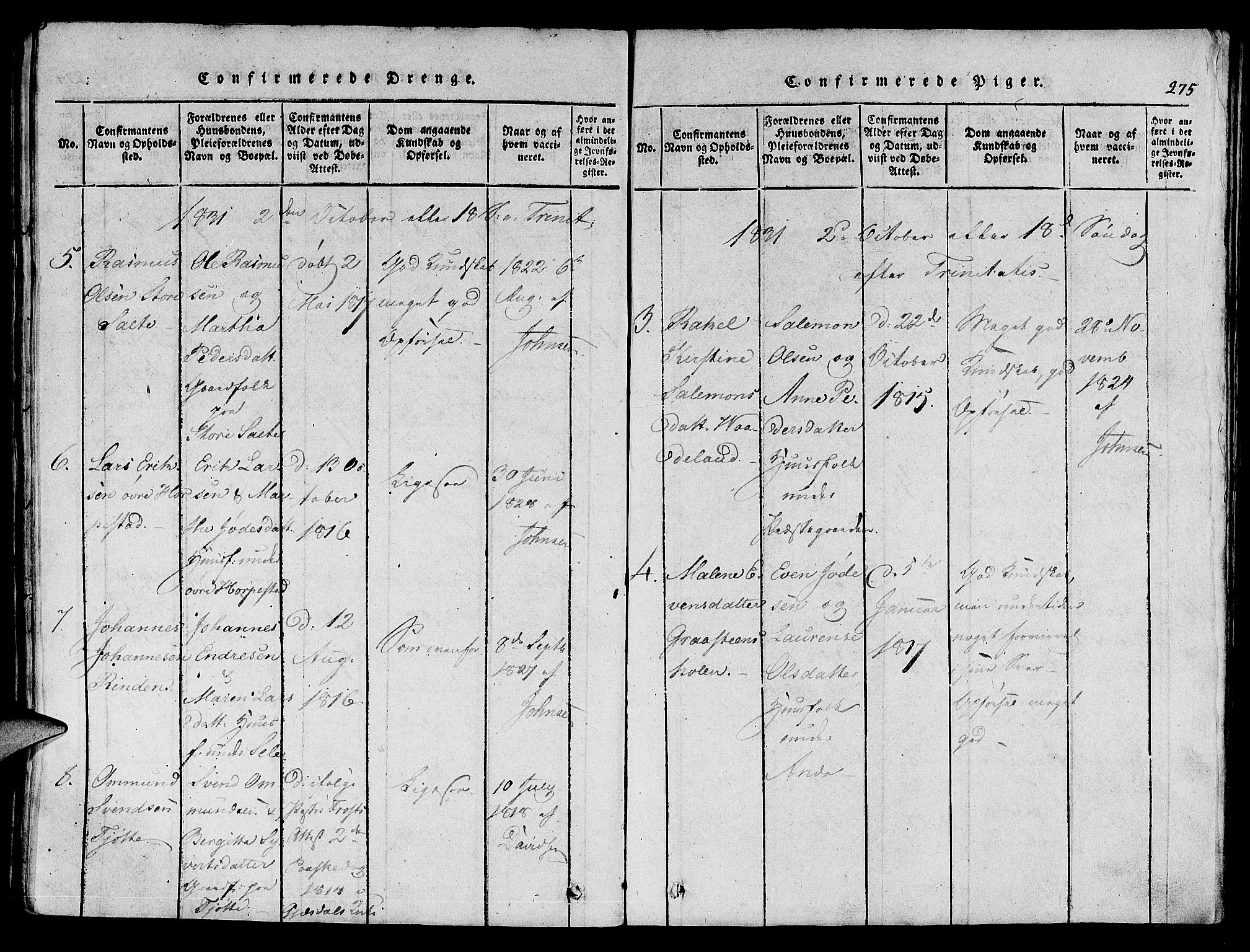 Klepp sokneprestkontor, AV/SAST-A-101803/001/3/30BA/L0002: Ministerialbok nr. A 2, 1816-1833, s. 275