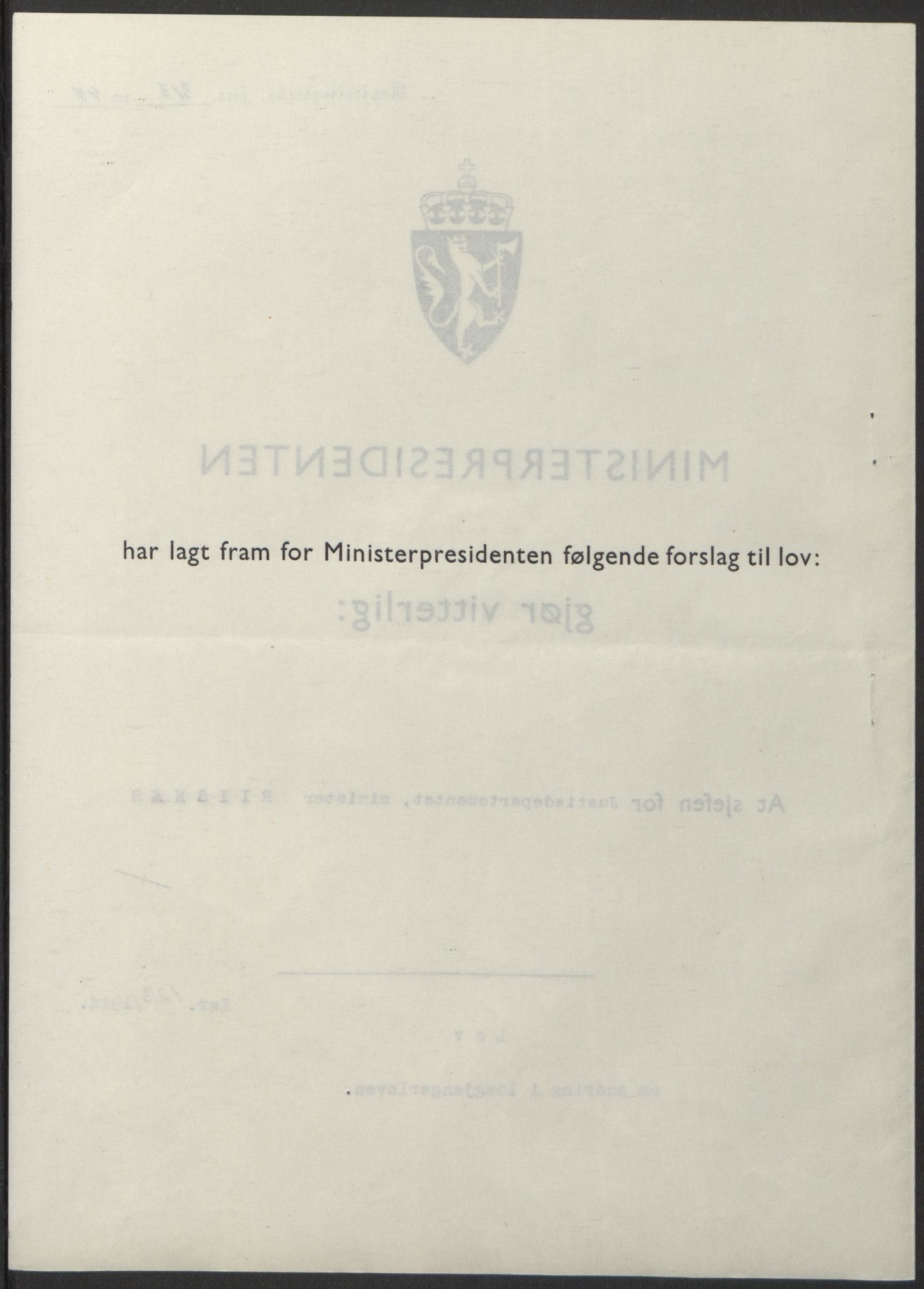 NS-administrasjonen 1940-1945 (Statsrådsekretariatet, de kommisariske statsråder mm), RA/S-4279/D/Db/L0100: Lover, 1944, s. 583