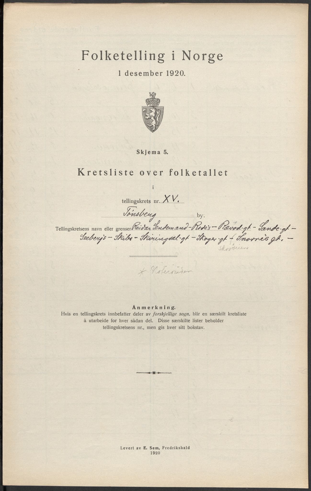 SAKO, Folketelling 1920 for 0705 Tønsberg kjøpstad, 1920, s. 35