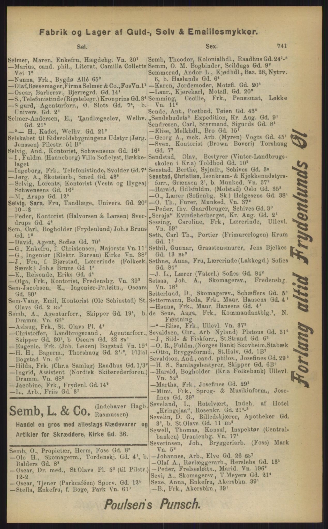 Kristiania/Oslo adressebok, PUBL/-, 1903, s. 741