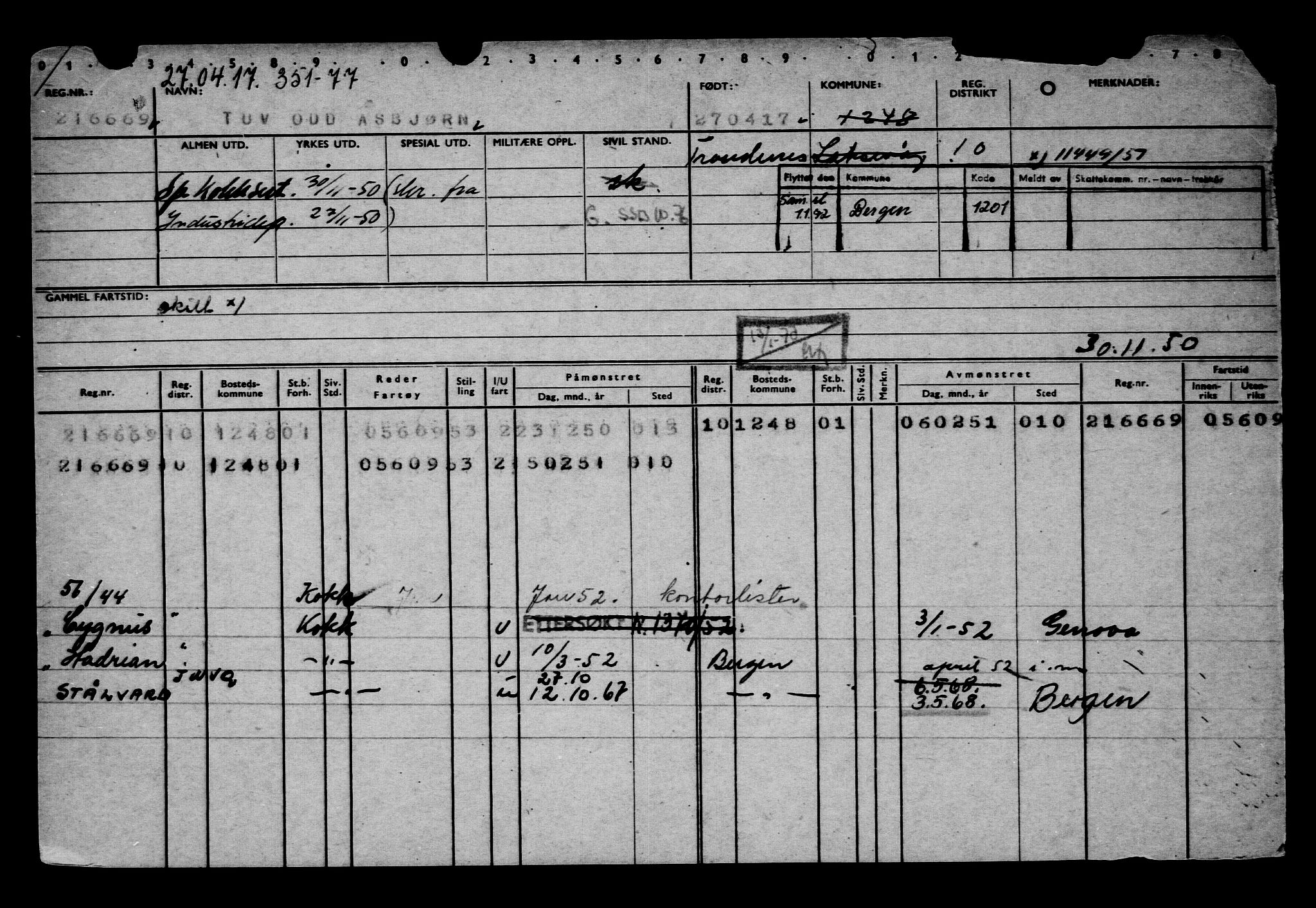 Direktoratet for sjømenn, AV/RA-S-3545/G/Gb/L0148: Hovedkort, 1917, s. 170