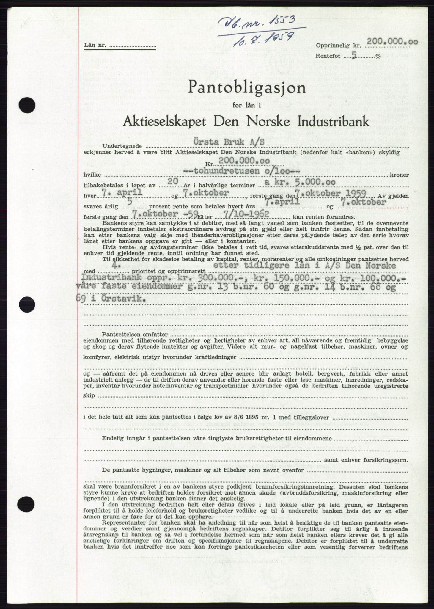 Søre Sunnmøre sorenskriveri, SAT/A-4122/1/2/2C/L0133: Pantebok nr. 21B, 1959-1959, Dagboknr: 1553/1959