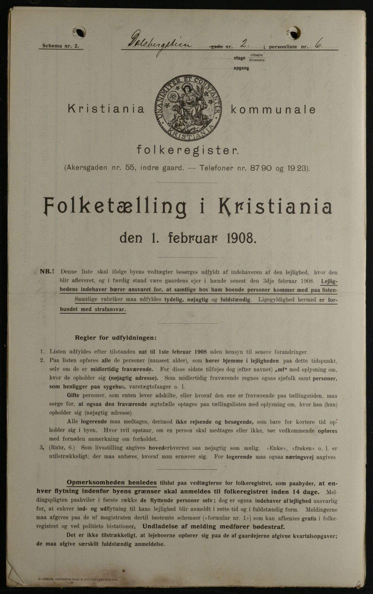 OBA, Kommunal folketelling 1.2.1908 for Kristiania kjøpstad, 1908, s. 13133