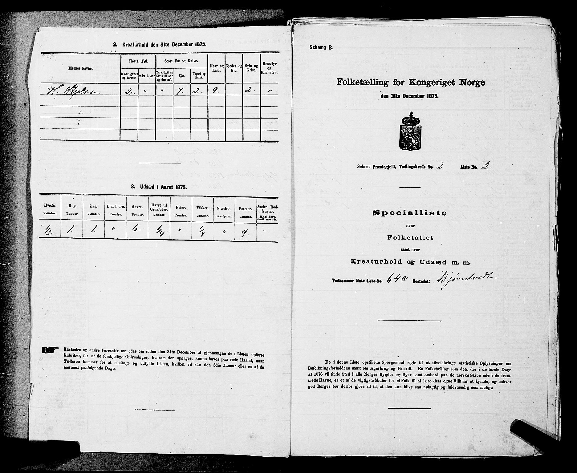 SAKO, Folketelling 1875 for 0818P Solum prestegjeld, 1875, s. 274