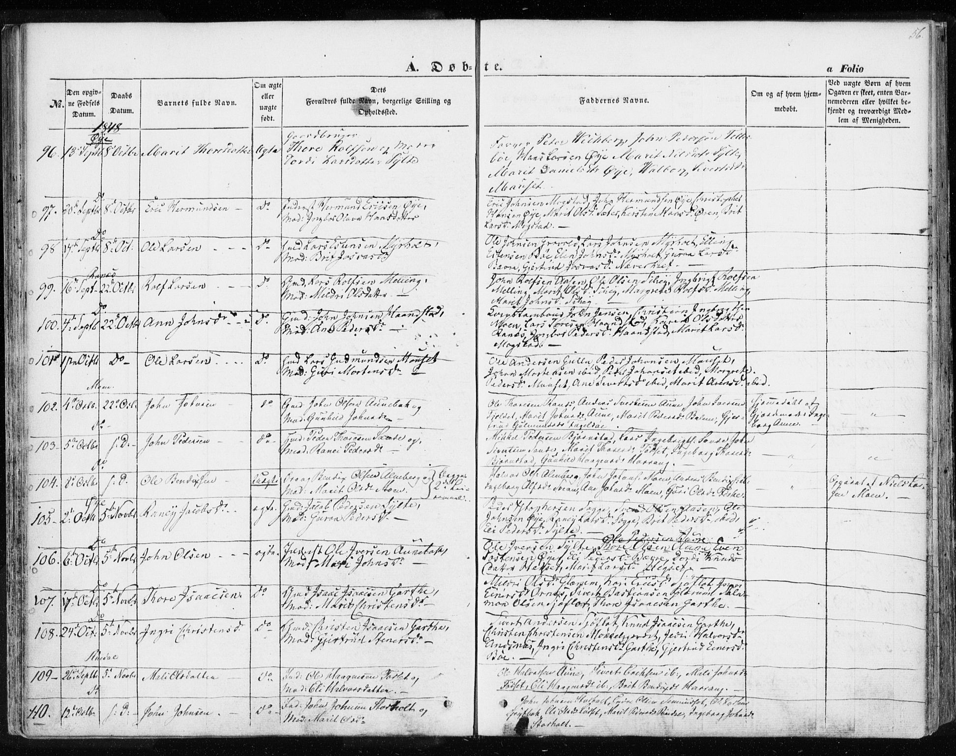 Ministerialprotokoller, klokkerbøker og fødselsregistre - Møre og Romsdal, AV/SAT-A-1454/595/L1043: Ministerialbok nr. 595A05, 1843-1851, s. 56