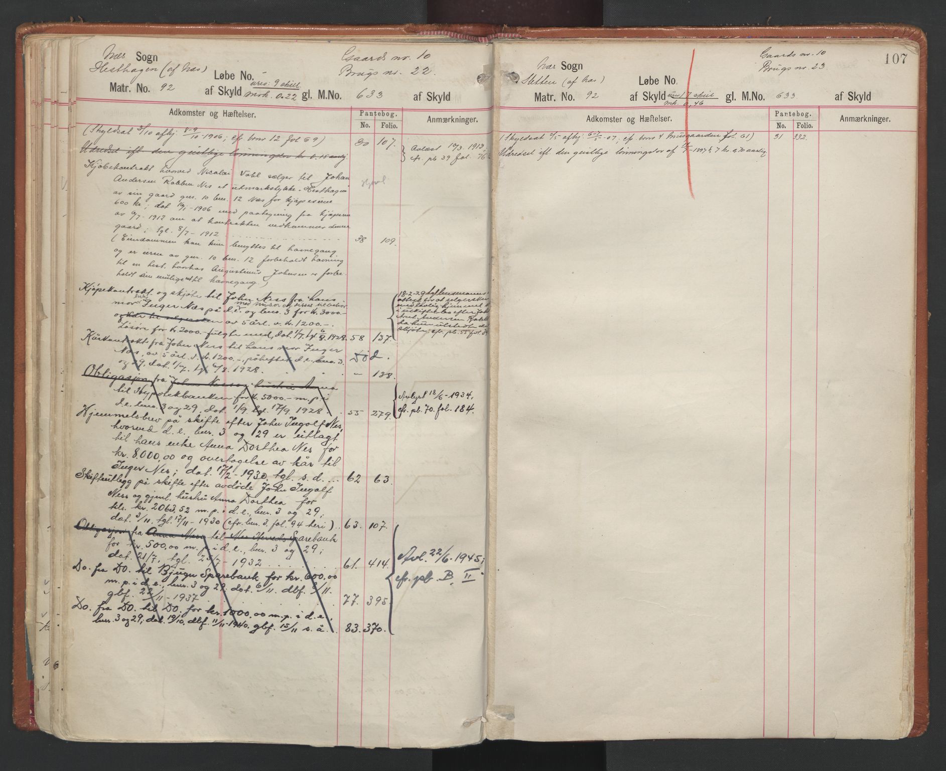 Fosen sorenskriveri, AV/SAT-A-1107/1/2/2A/L0027: Panteregister nr. 27, s. 107