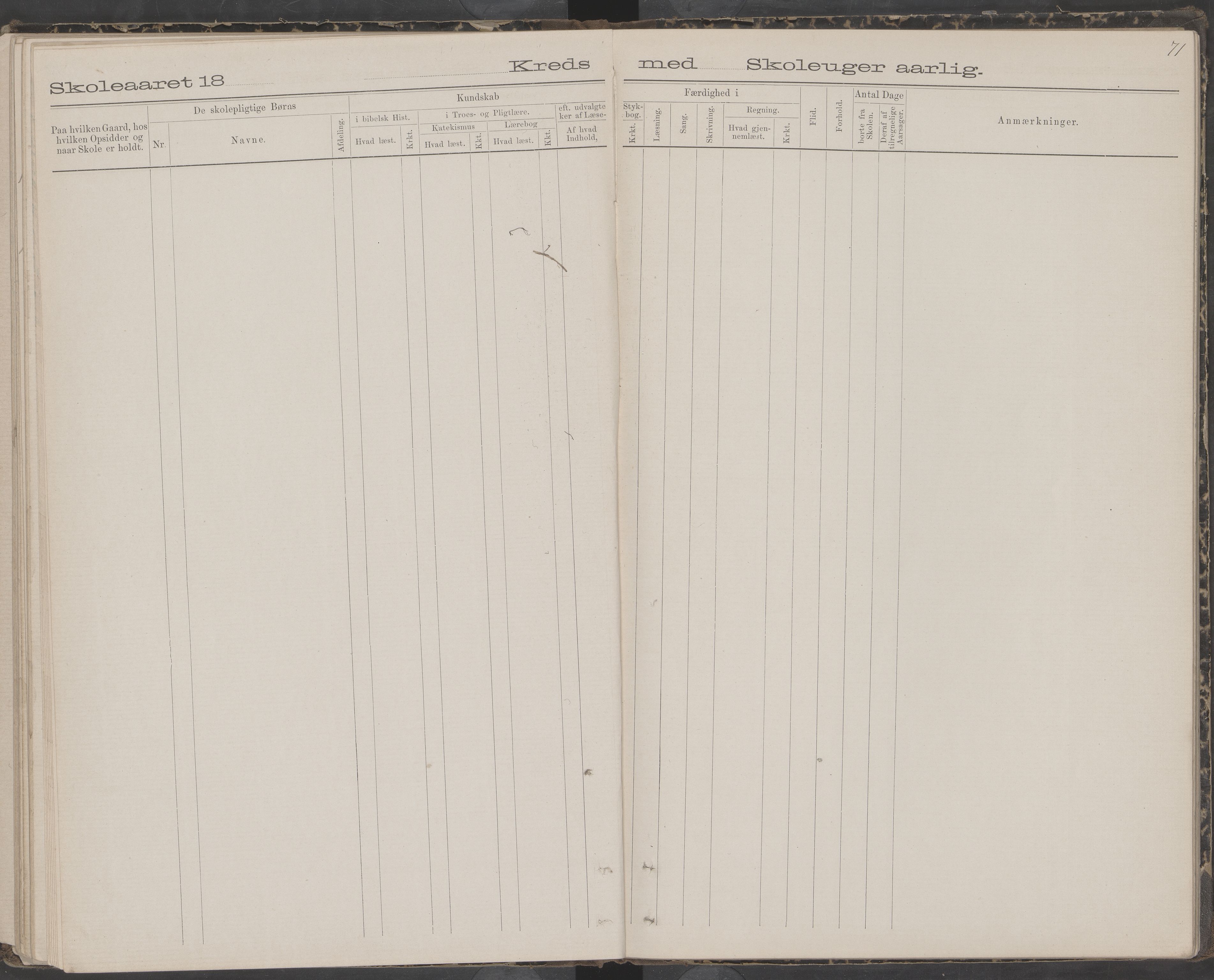 Dønna kommune. Snekkevik skolekrets, AIN/K-18270.510.07/442/L0002: Skoleprotokoll, 1888-1893