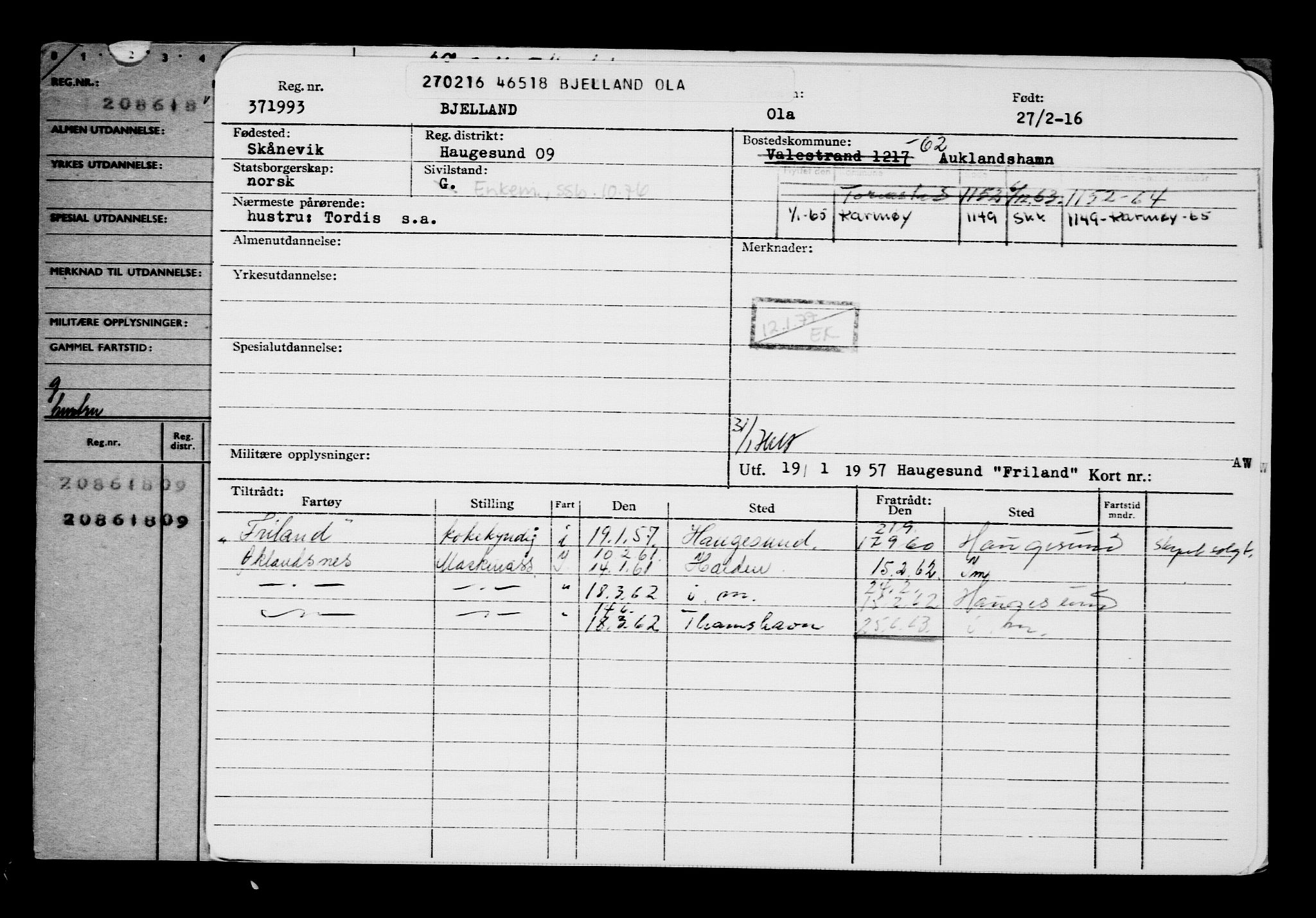 Direktoratet for sjømenn, RA/S-3545/G/Gb/L0137: Hovedkort, 1916, s. 139