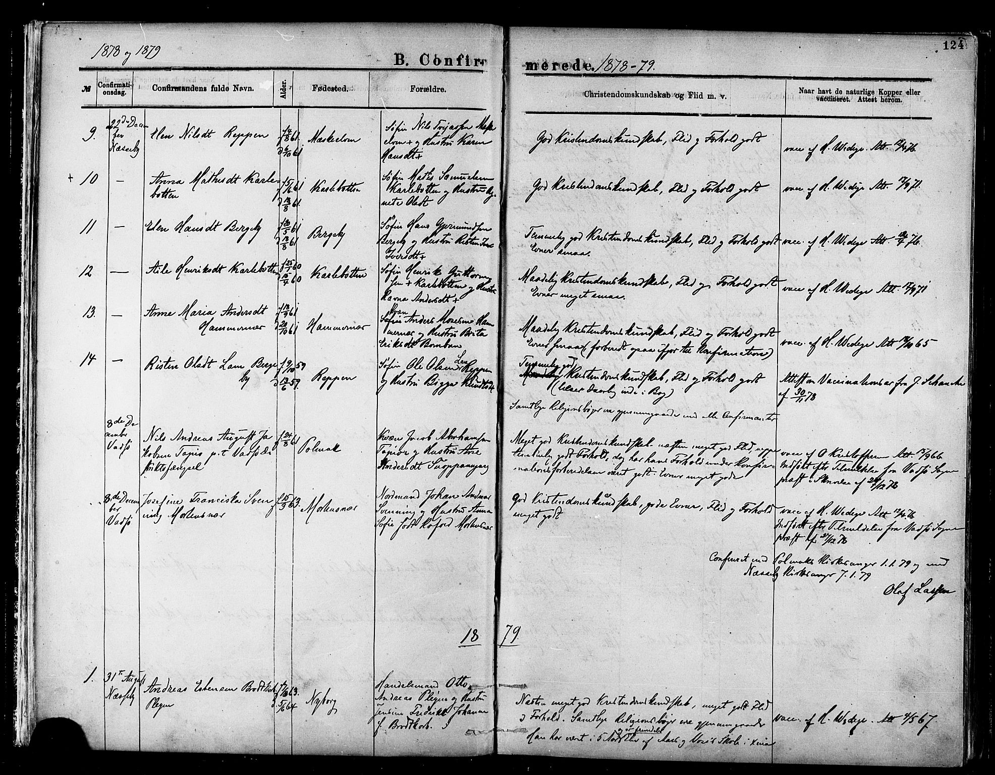 Nesseby sokneprestkontor, AV/SATØ-S-1330/H/Ha/L0004kirke: Ministerialbok nr. 4, 1877-1884, s. 124