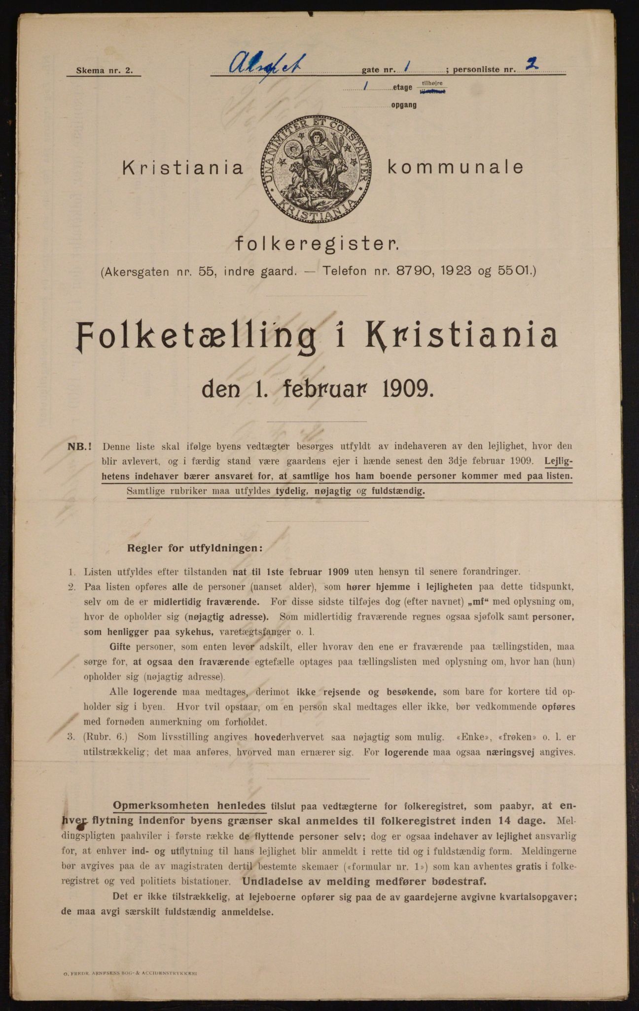 OBA, Kommunal folketelling 1.2.1909 for Kristiania kjøpstad, 1909, s. 1040