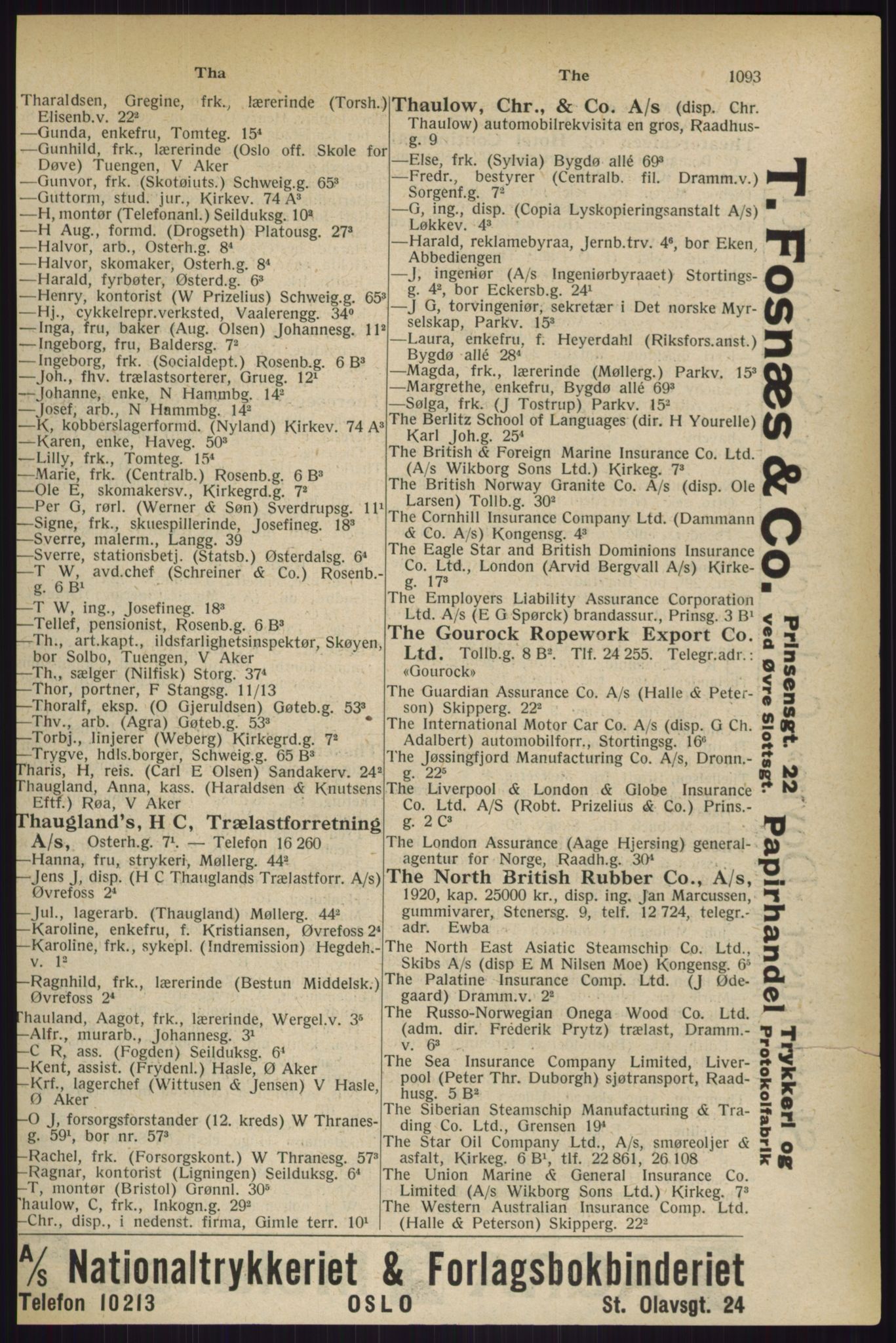 Kristiania/Oslo adressebok, PUBL/-, 1927, s. 1093