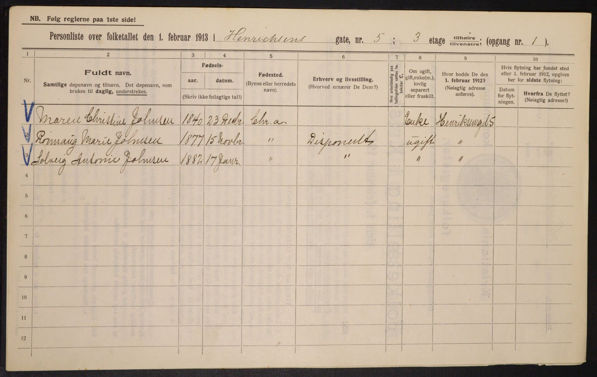 OBA, Kommunal folketelling 1.2.1913 for Kristiania, 1913, s. 38356